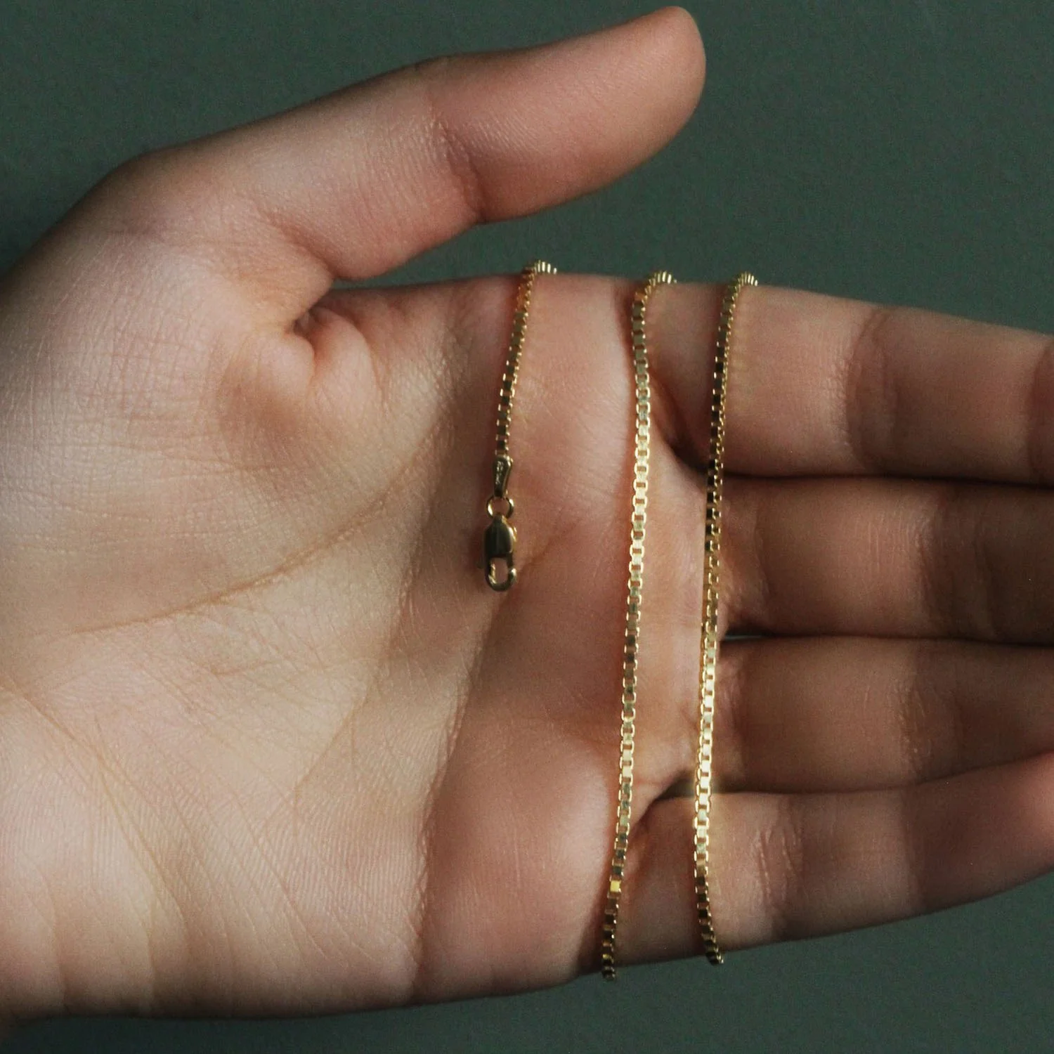 1.6mm 14K Yellow Gold Classic Box Chain - Image 8