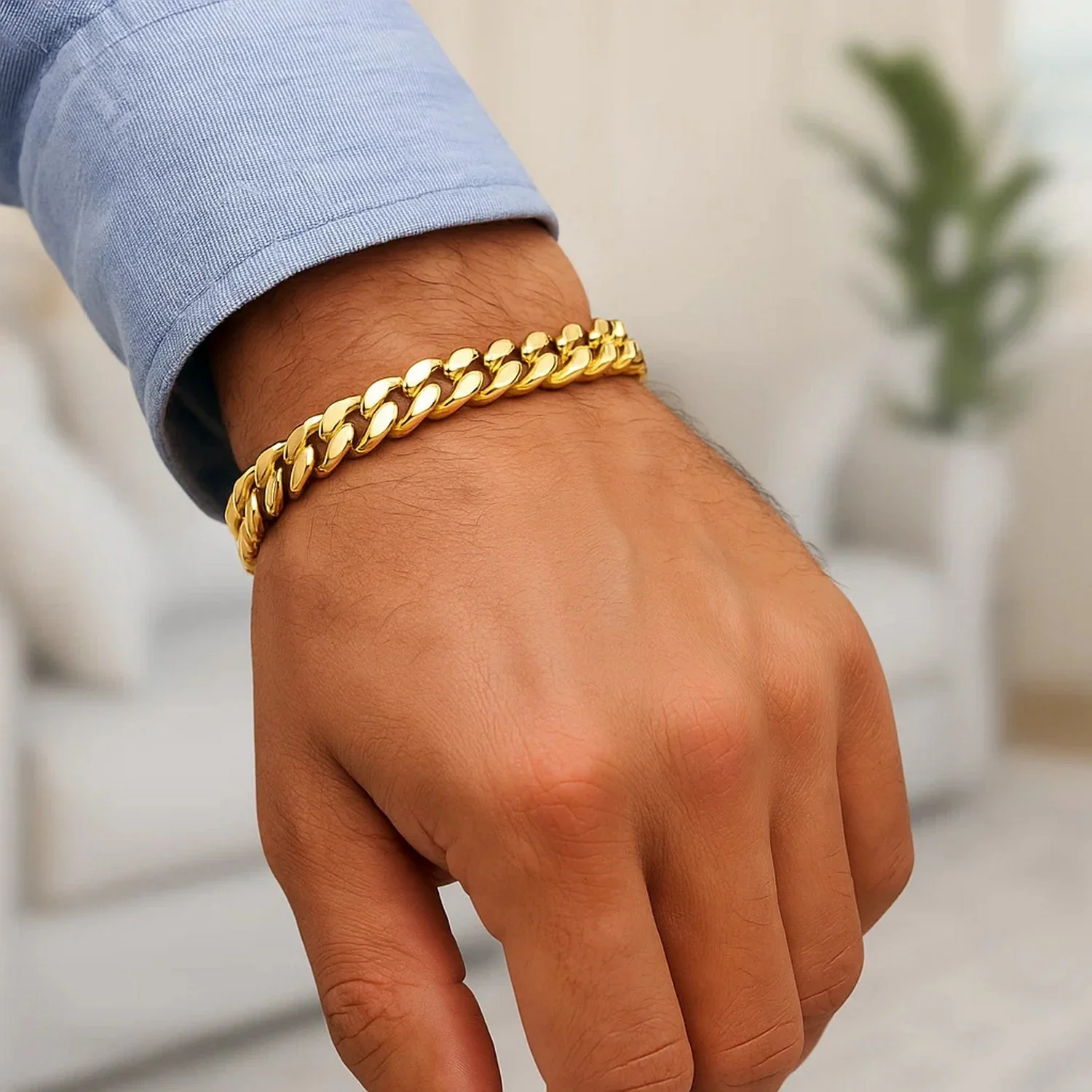 10.5mm 14k Yellow Gold Semi Solid Miami Cuban Bracelet - Image 6