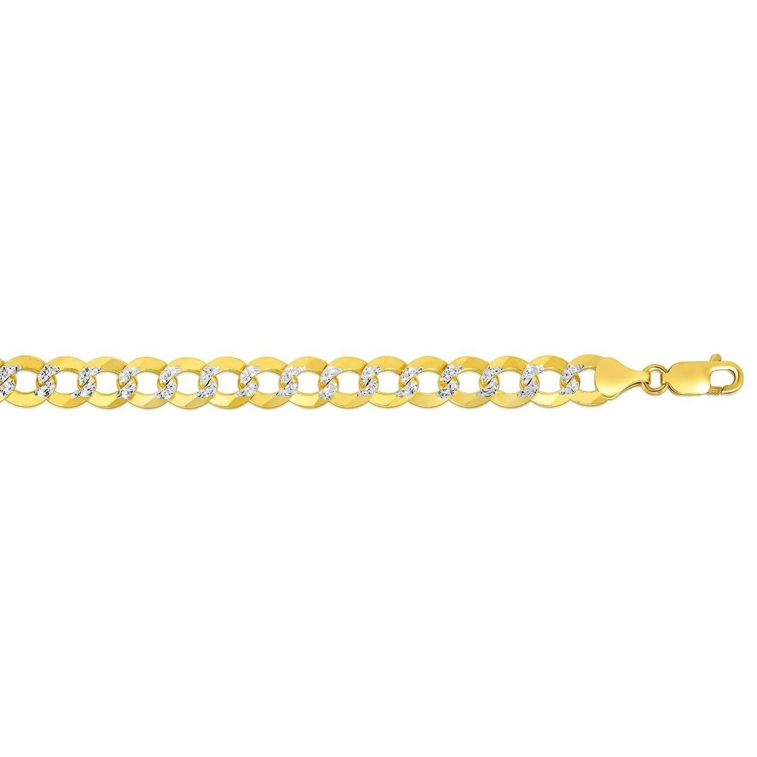 10 mm 14k Two Tone Gold Pave Curb Chain - Image 3