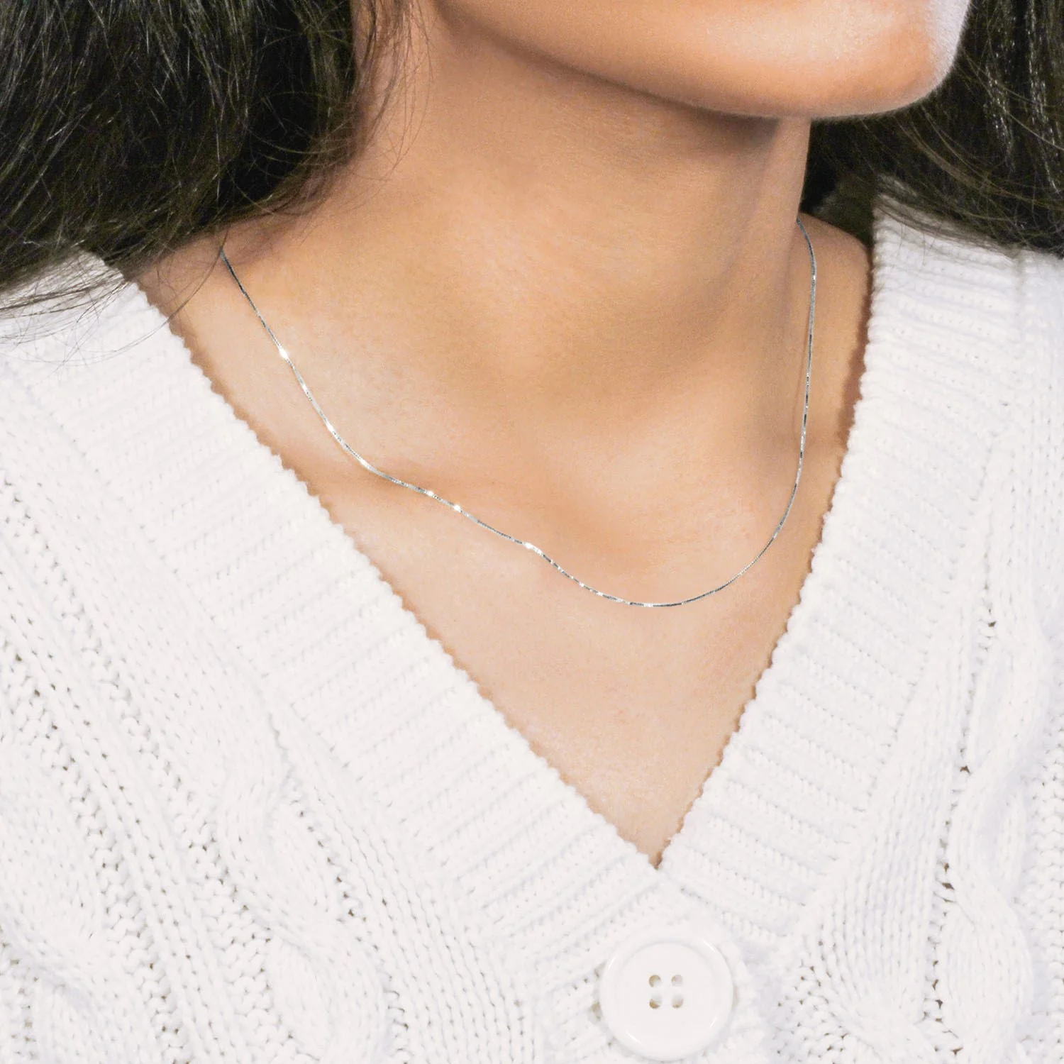 10k White Gold Classic Box Chain 0.45mm - Image 10