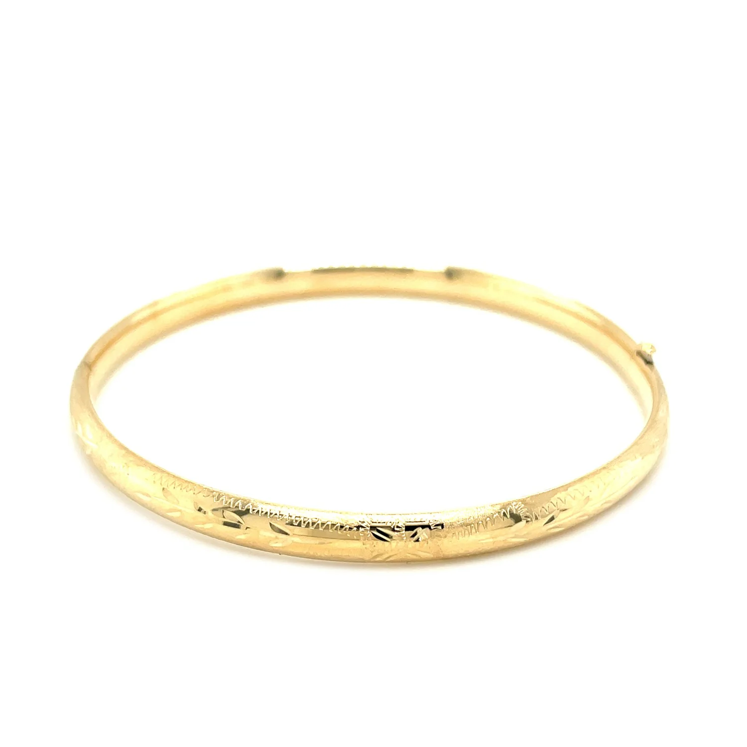 10k Yellow Gold Botanical Pattern Florentine Bangle - Image 2