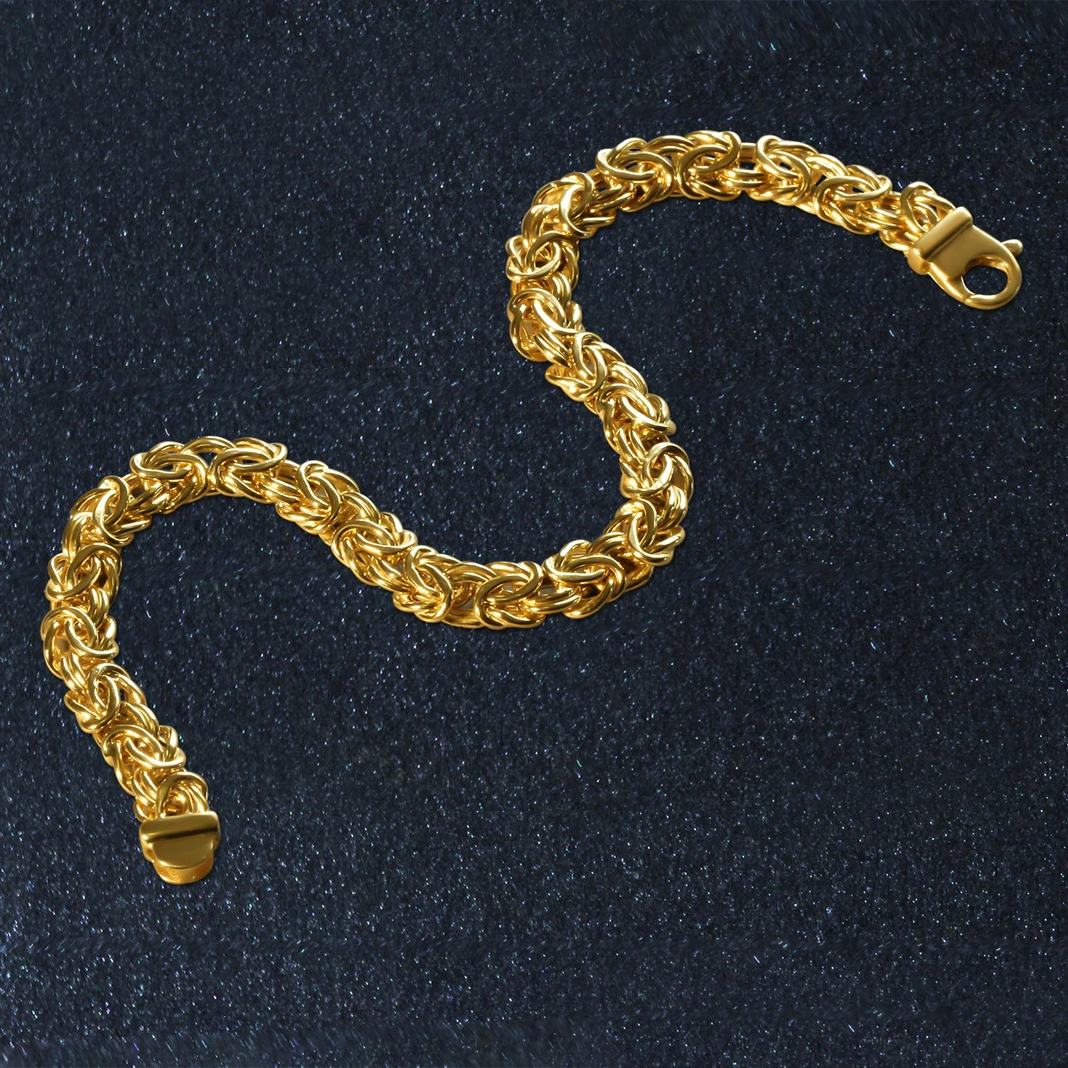 10k Yellow Gold Byzantine Design Chain Bracelet - Image 4