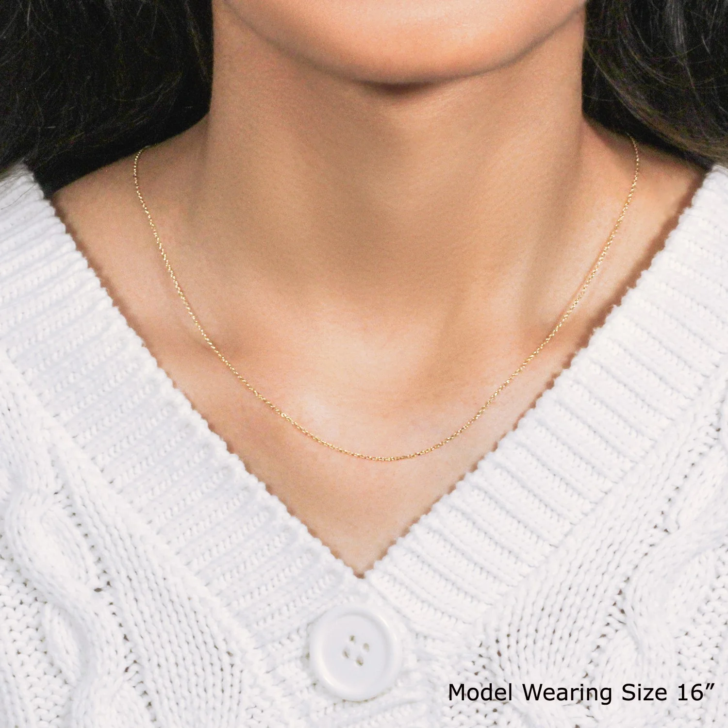 10k Yellow Gold Diamond Cut Cable Link Chain 0.8mm - Image 8