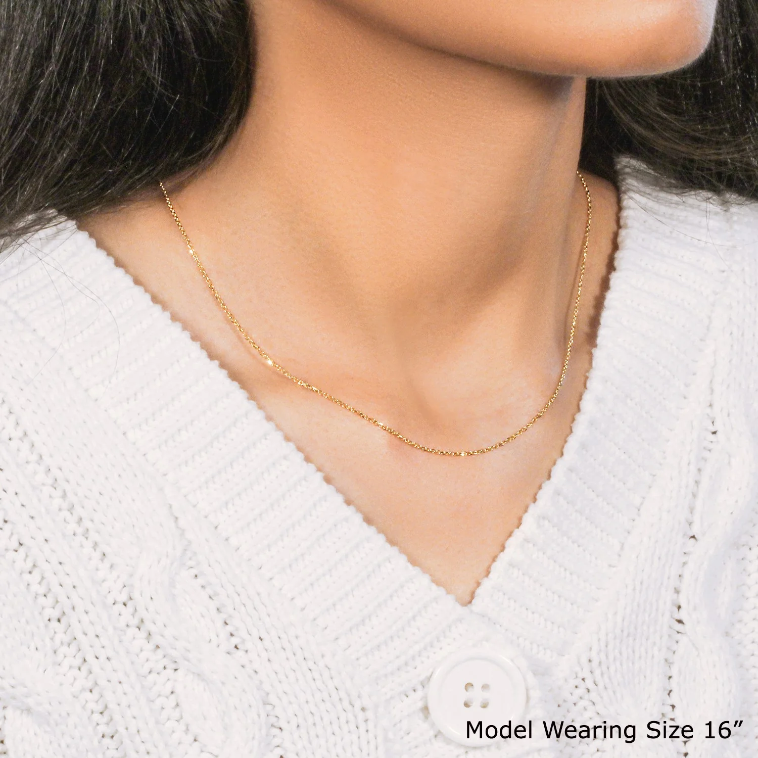 10k Yellow Gold Diamond Cut Cable Link Chain 1.1mm - Image 9