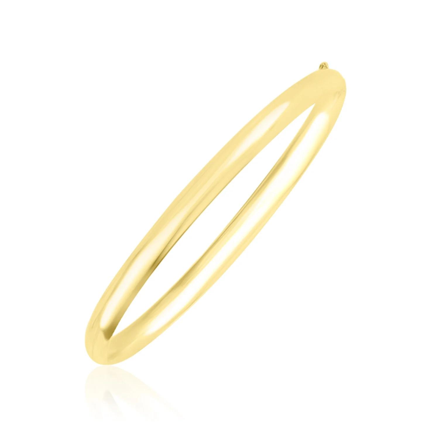 10k Yellow Gold Dome Style Shiny Bangle - Image 5