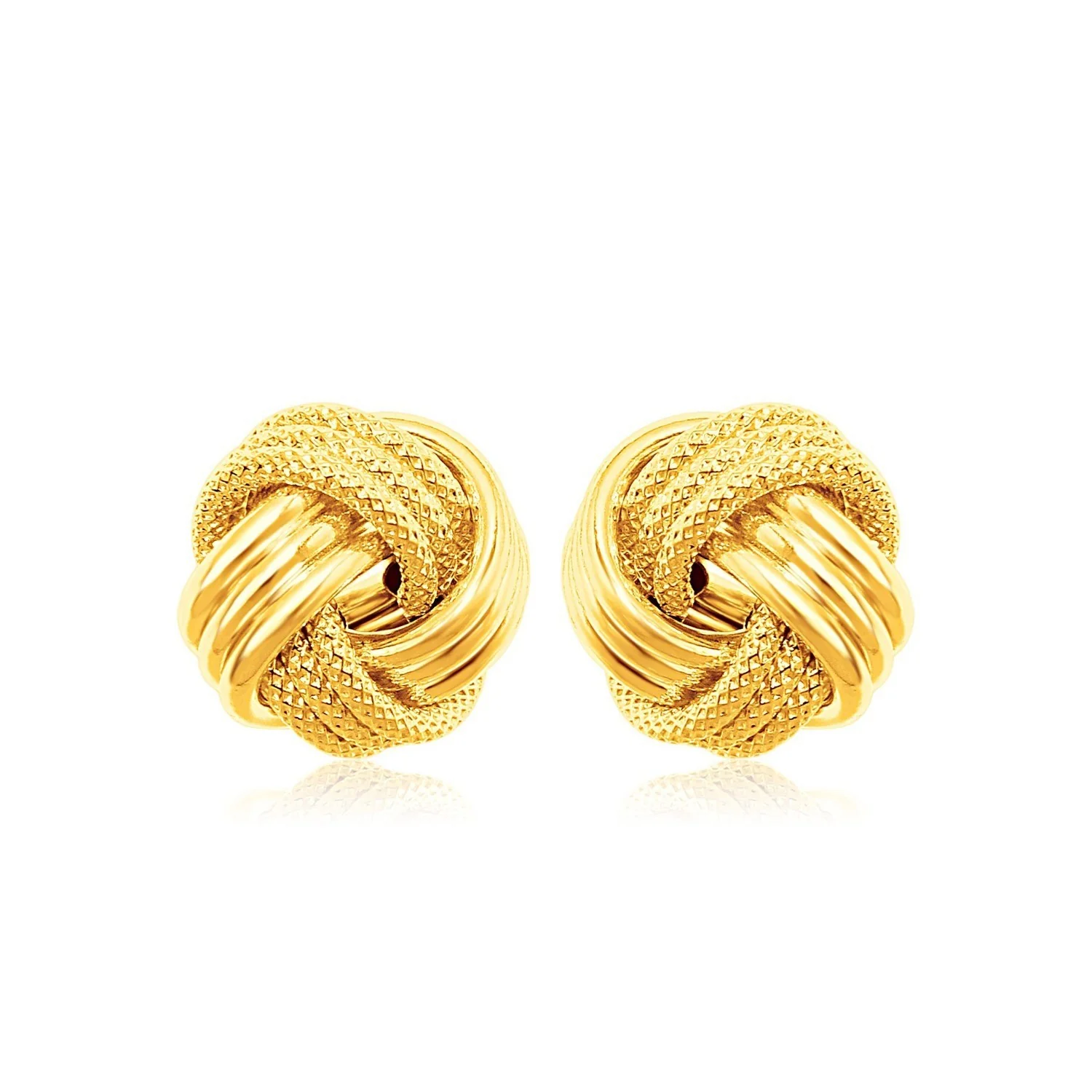 10k Yellow Gold Love Knot with Ridge Texture Earrings