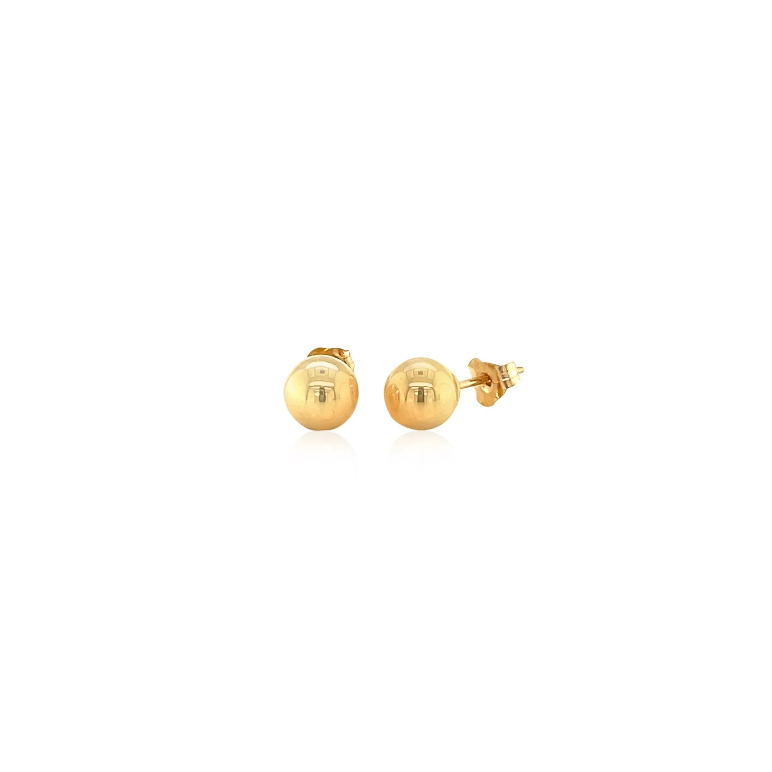 10k Yellow Gold Round Stud Earrings (6.0 mm) - Image 2