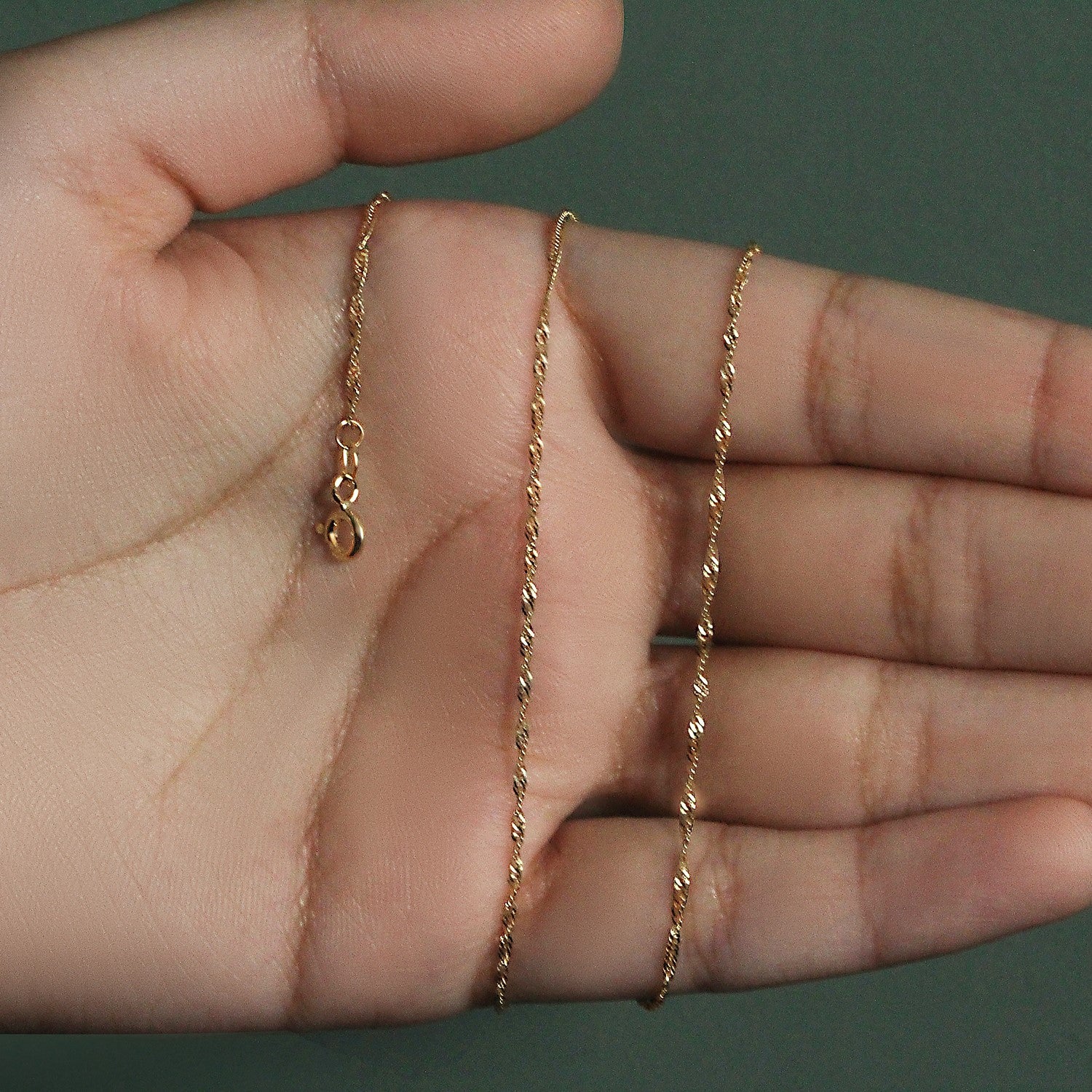 10k Yellow Gold Singapore Chain 1.5mm - Image 8