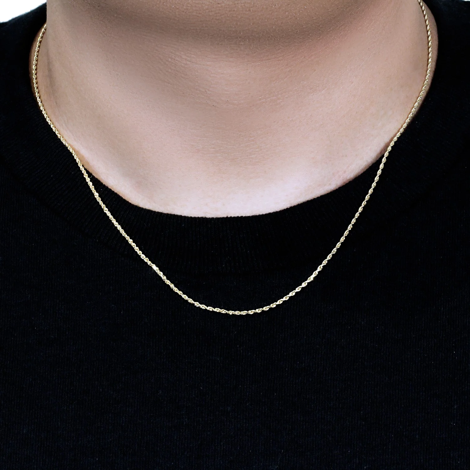 10k Yellow Gold Solid Diamond Cut Rope Chain 1.4mm - Image 10