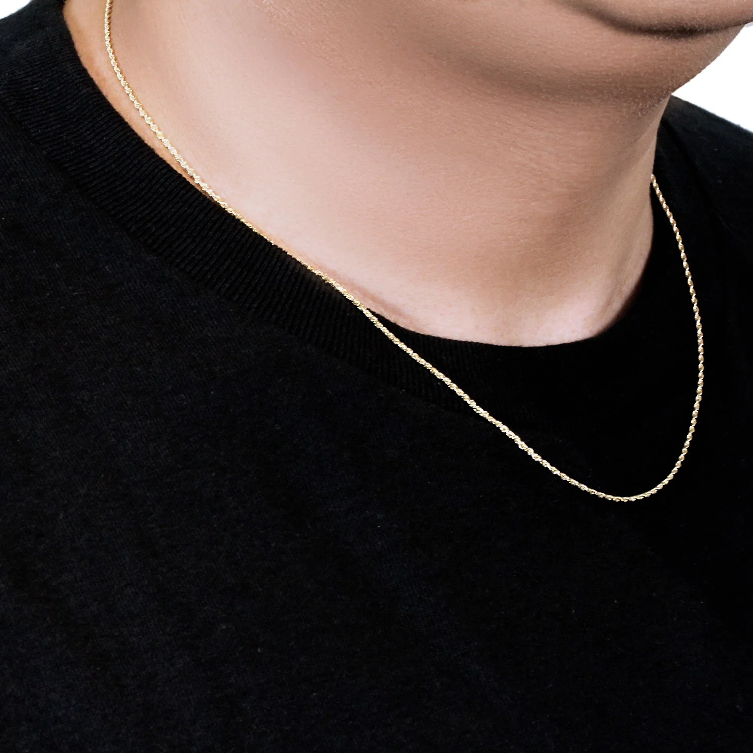 10k Yellow Gold Solid Diamond Cut Rope Chain 1.4mm - Image 11