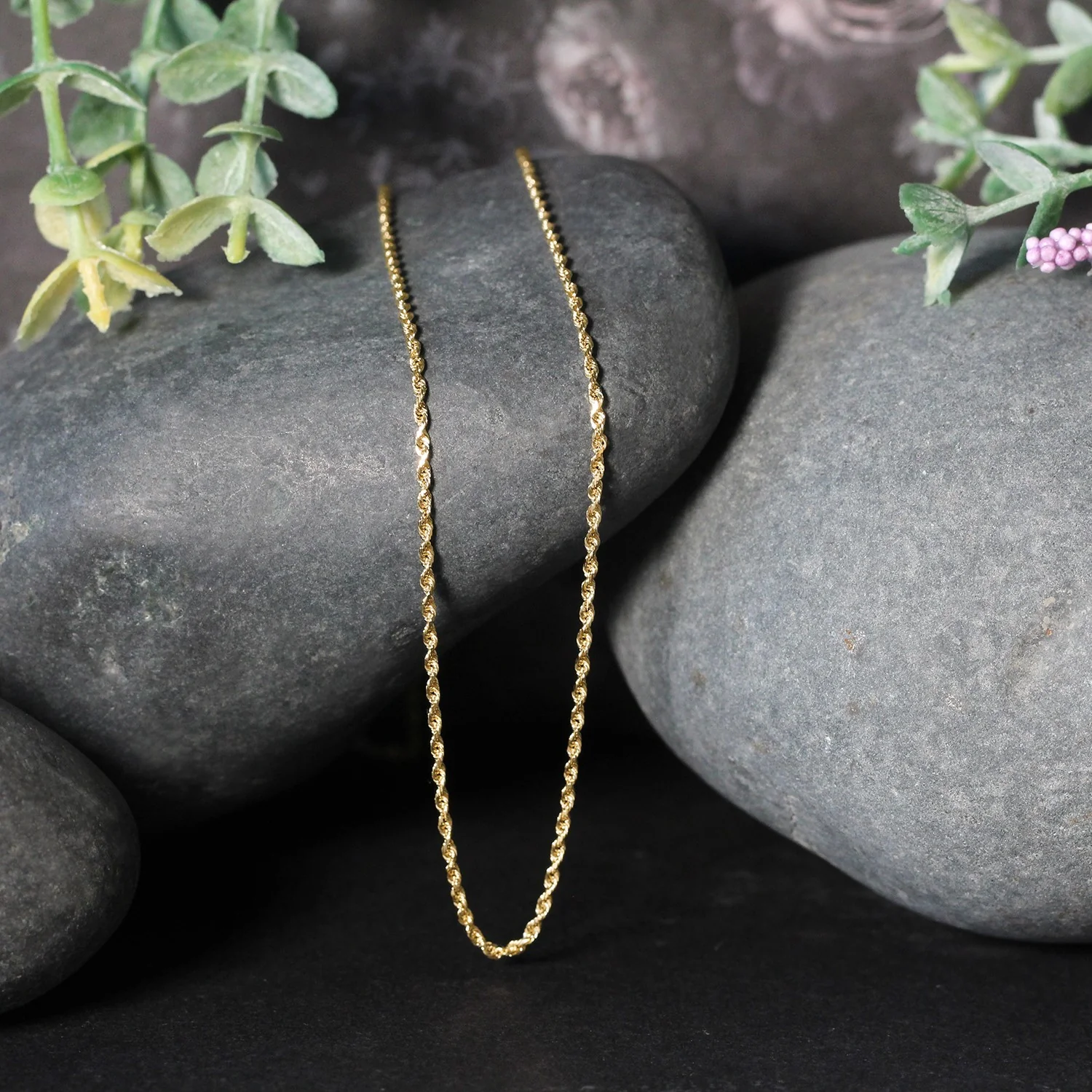 10k Yellow Gold Solid Diamond Cut Rope Chain 1.4mm - Image 4