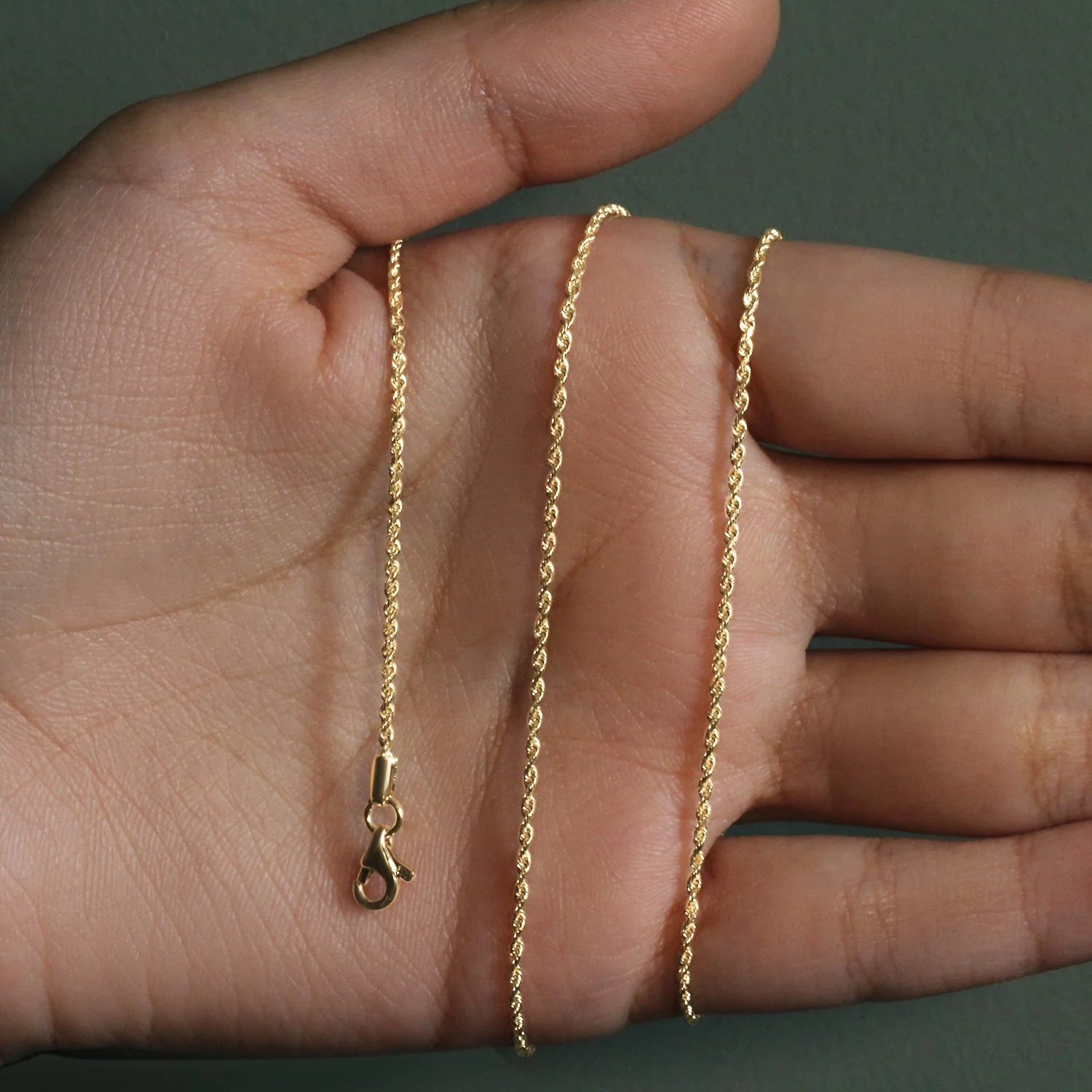 10k Yellow Gold Solid Diamond Cut Rope Chain 1.4mm - Image 7