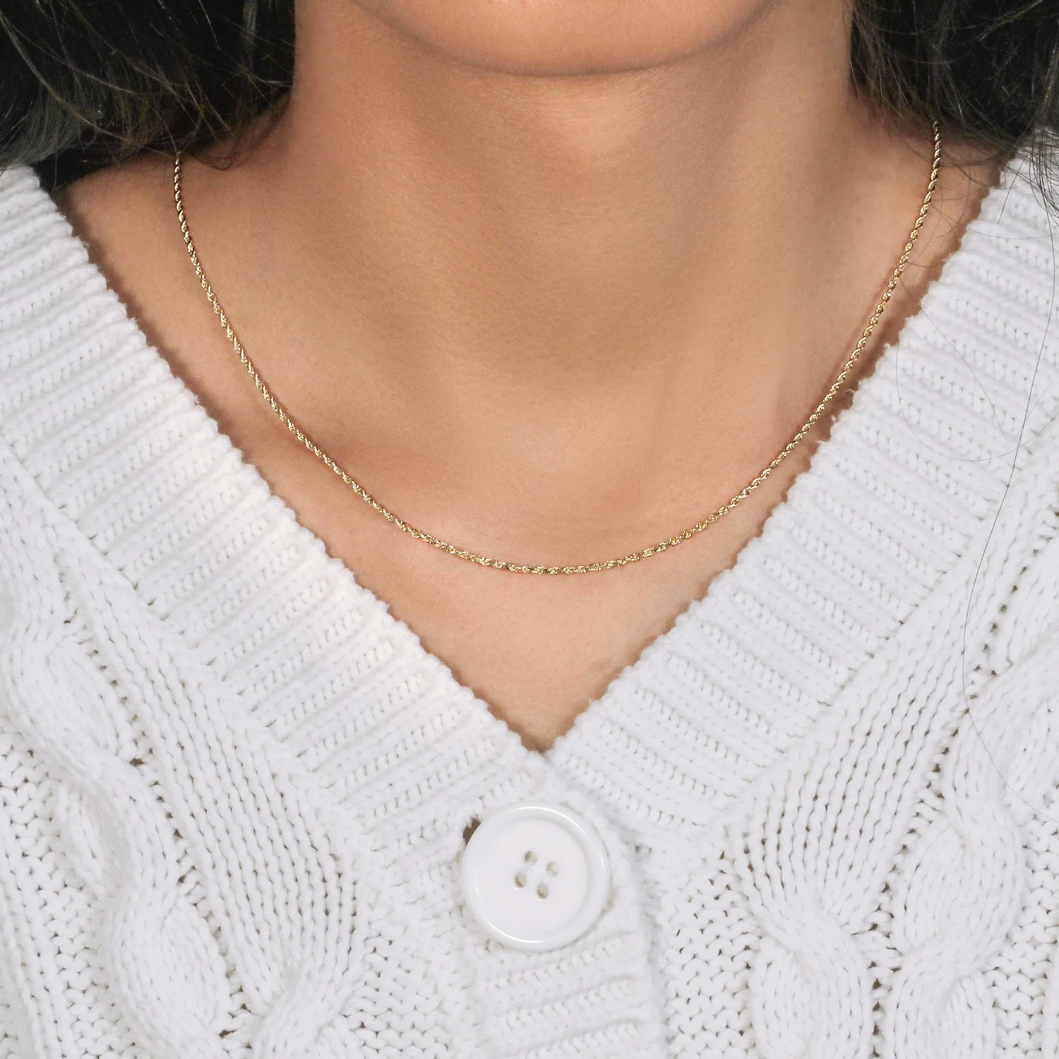 10k Yellow Gold Solid Diamond Cut Rope Chain 1.4mm - Image 8