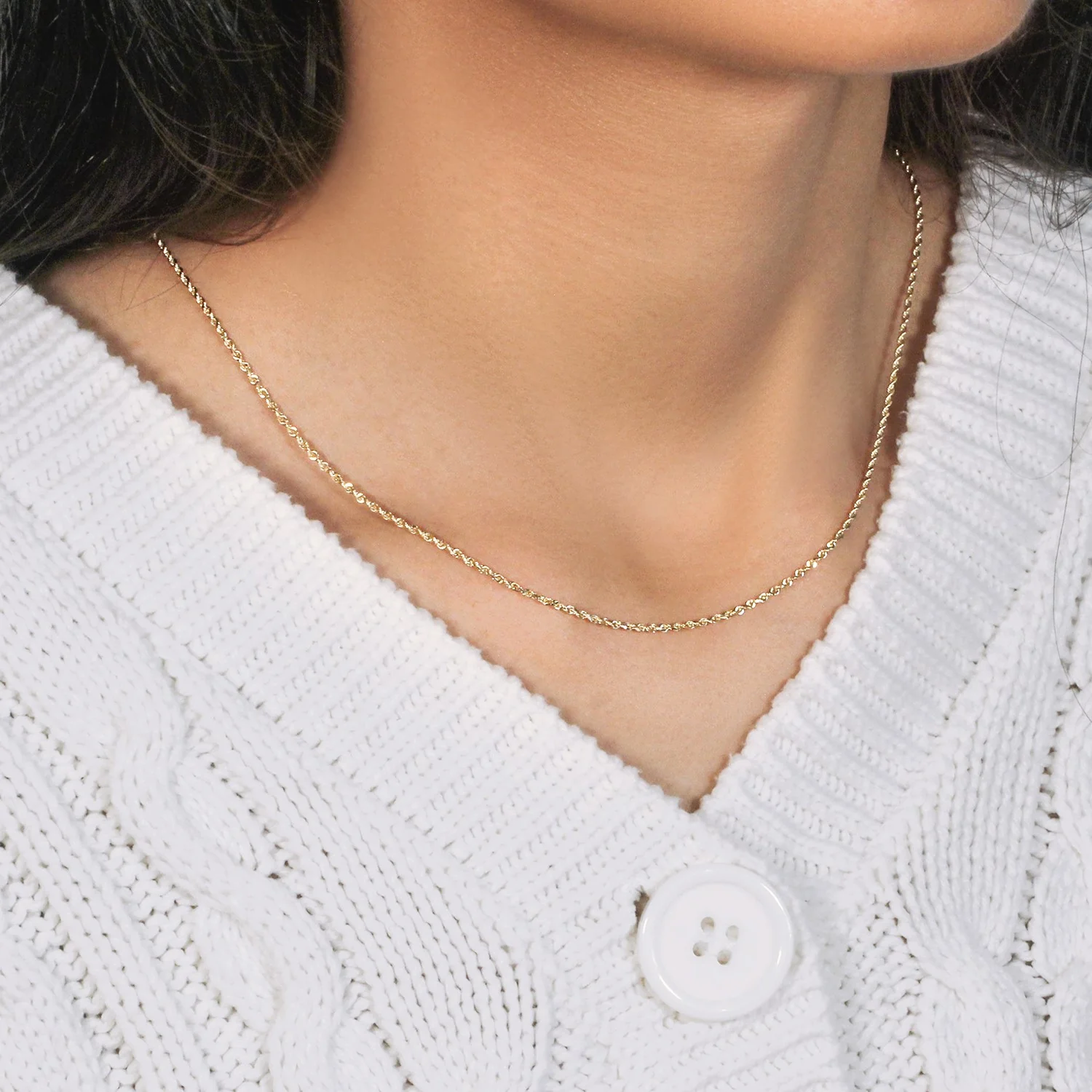 10k Yellow Gold Solid Diamond Cut Rope Chain 1.4mm - Image 9
