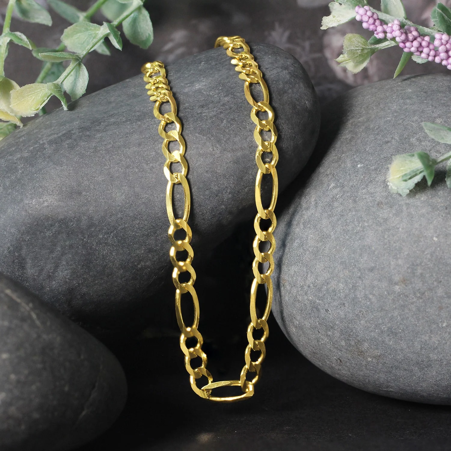 10K Yellow Gold Solid Figaro Chain (4.50 mm) - Image 4