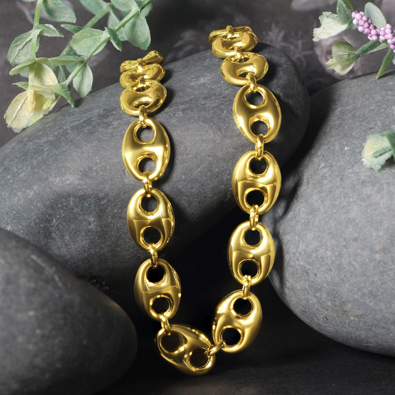 11.0mm 14k Yellow Gold Puffed Mariner Link Chain - Image 15