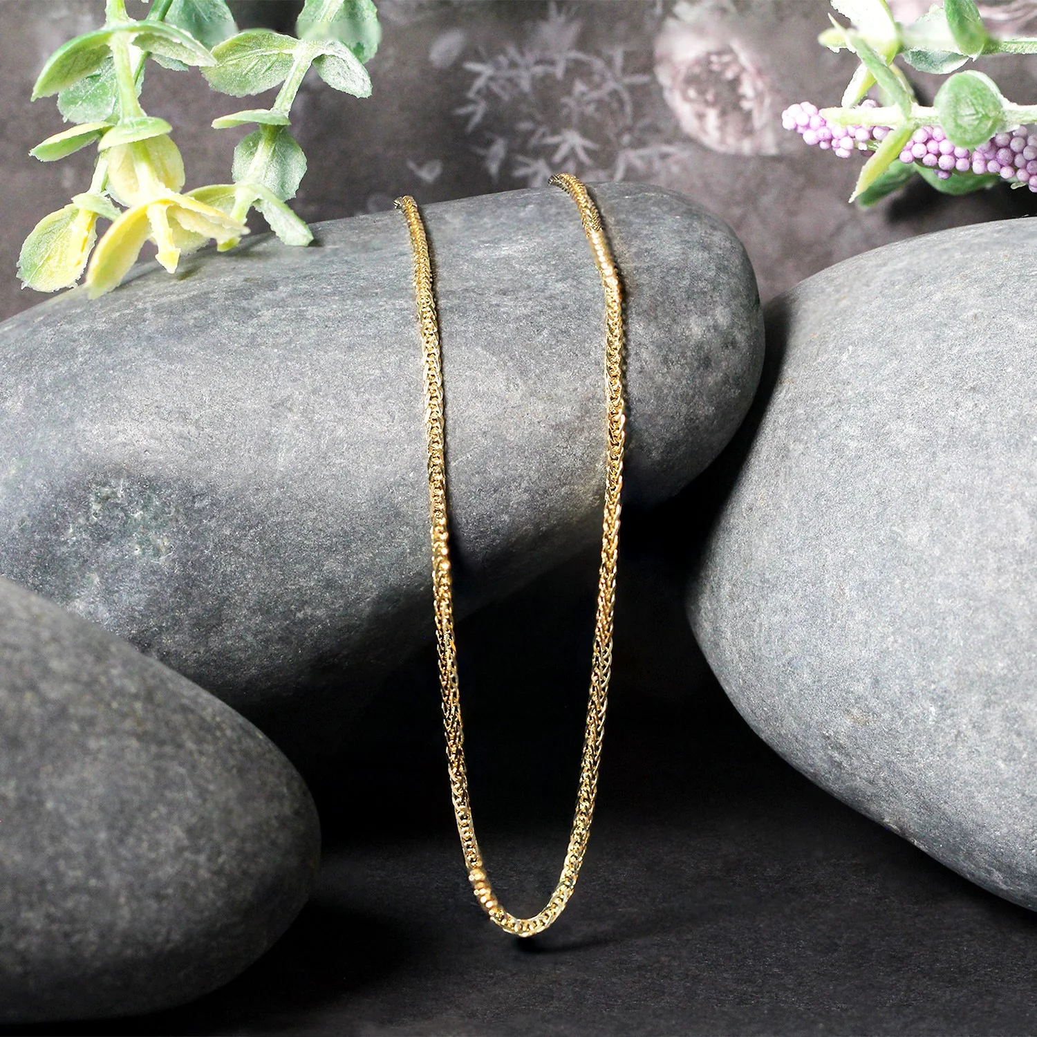 14k 1.8mm Yellow Gold Square Wheat Chain - Image 2