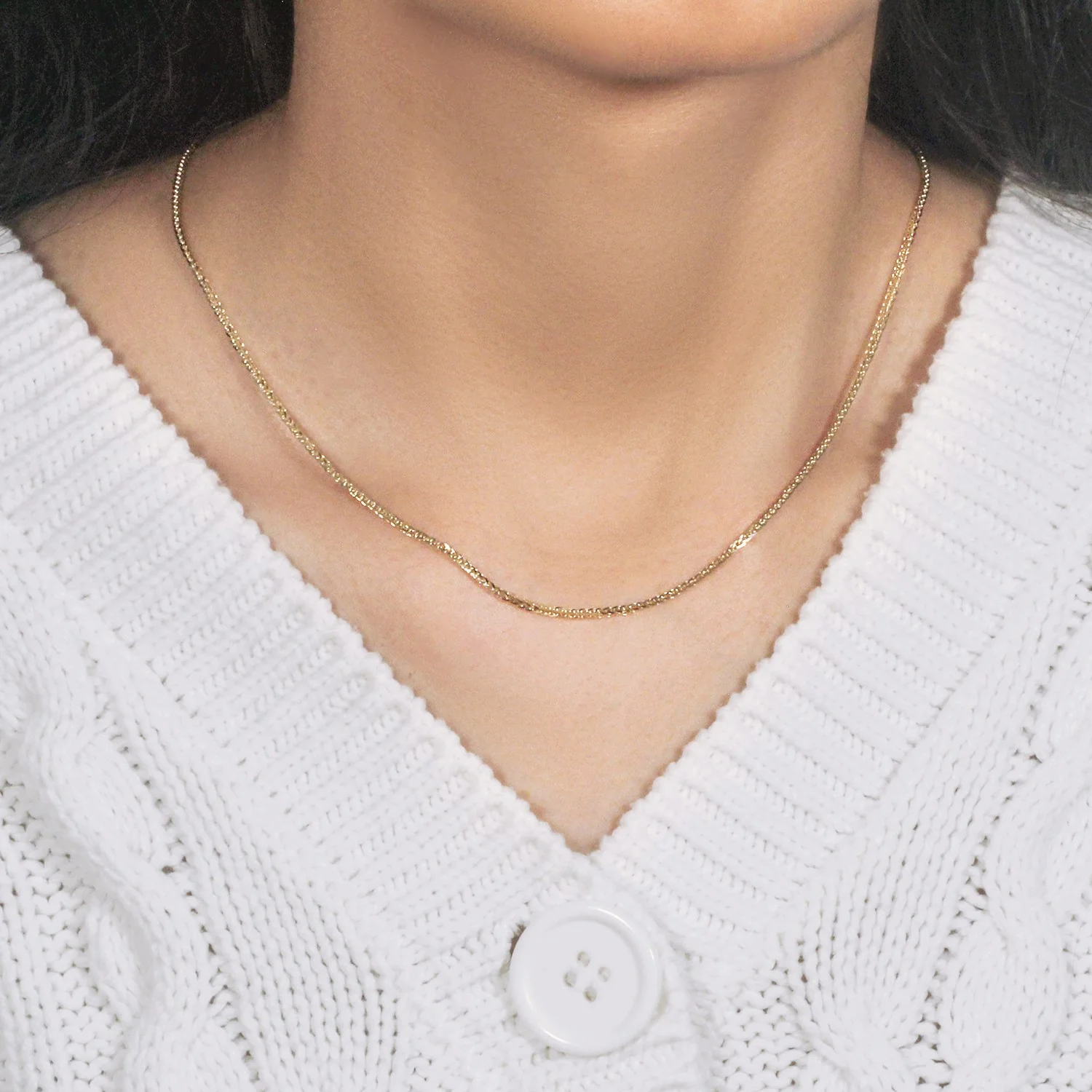 14k 1.8mm Yellow Gold Square Wheat Chain - Image 7