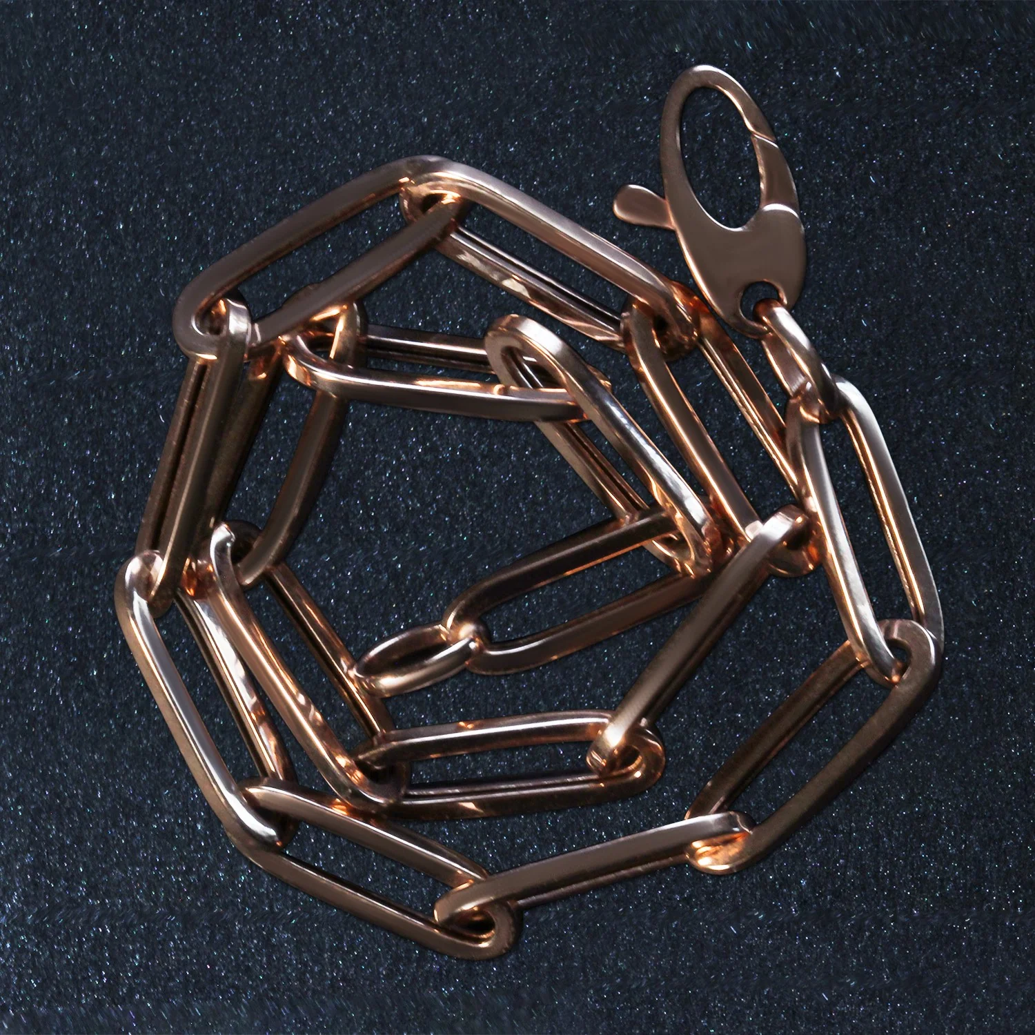 14K Rose Gold Bold Paperclip Chain Bracelet - Image 5