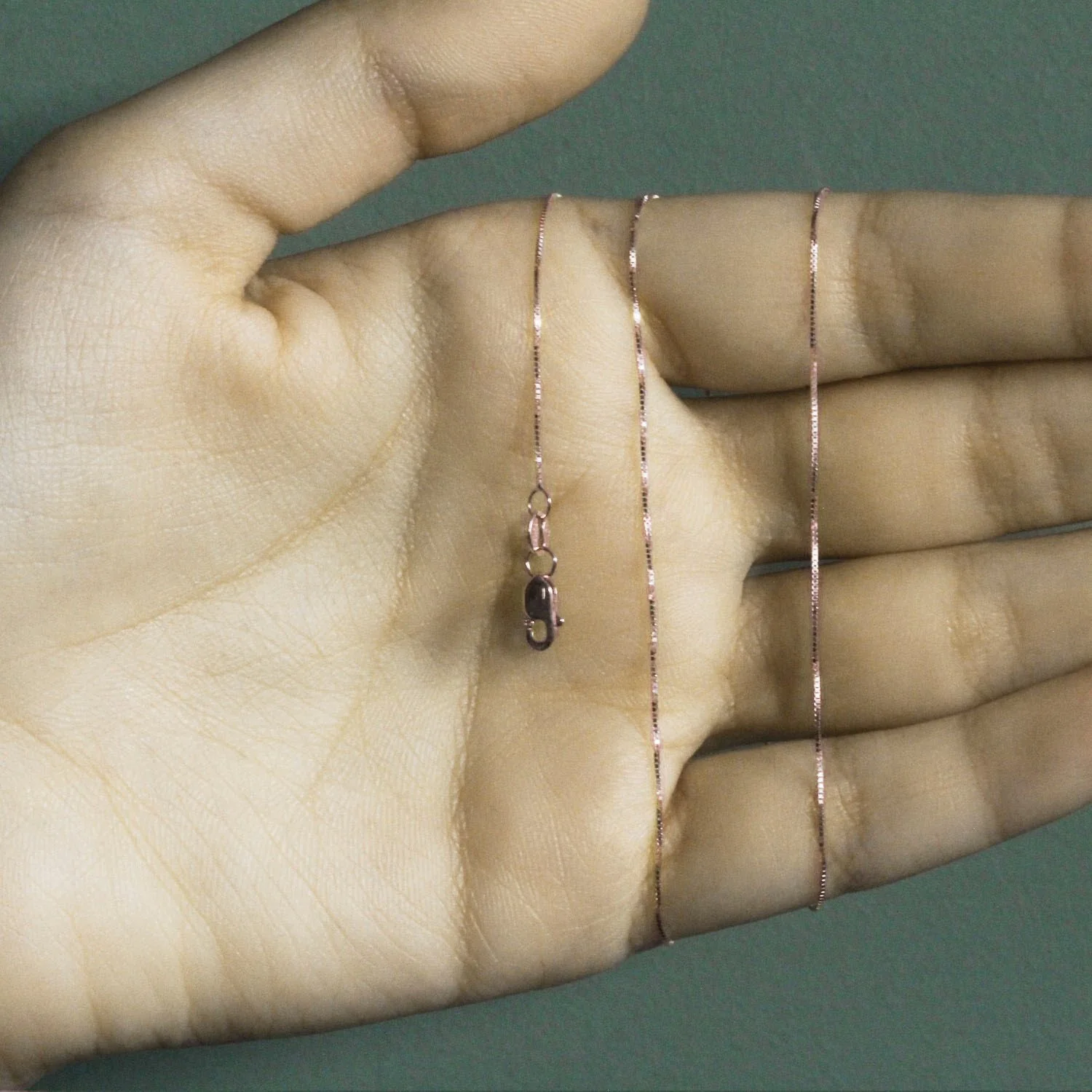 14k Rose Gold Classic Box Chain 0.4mm - Image 8