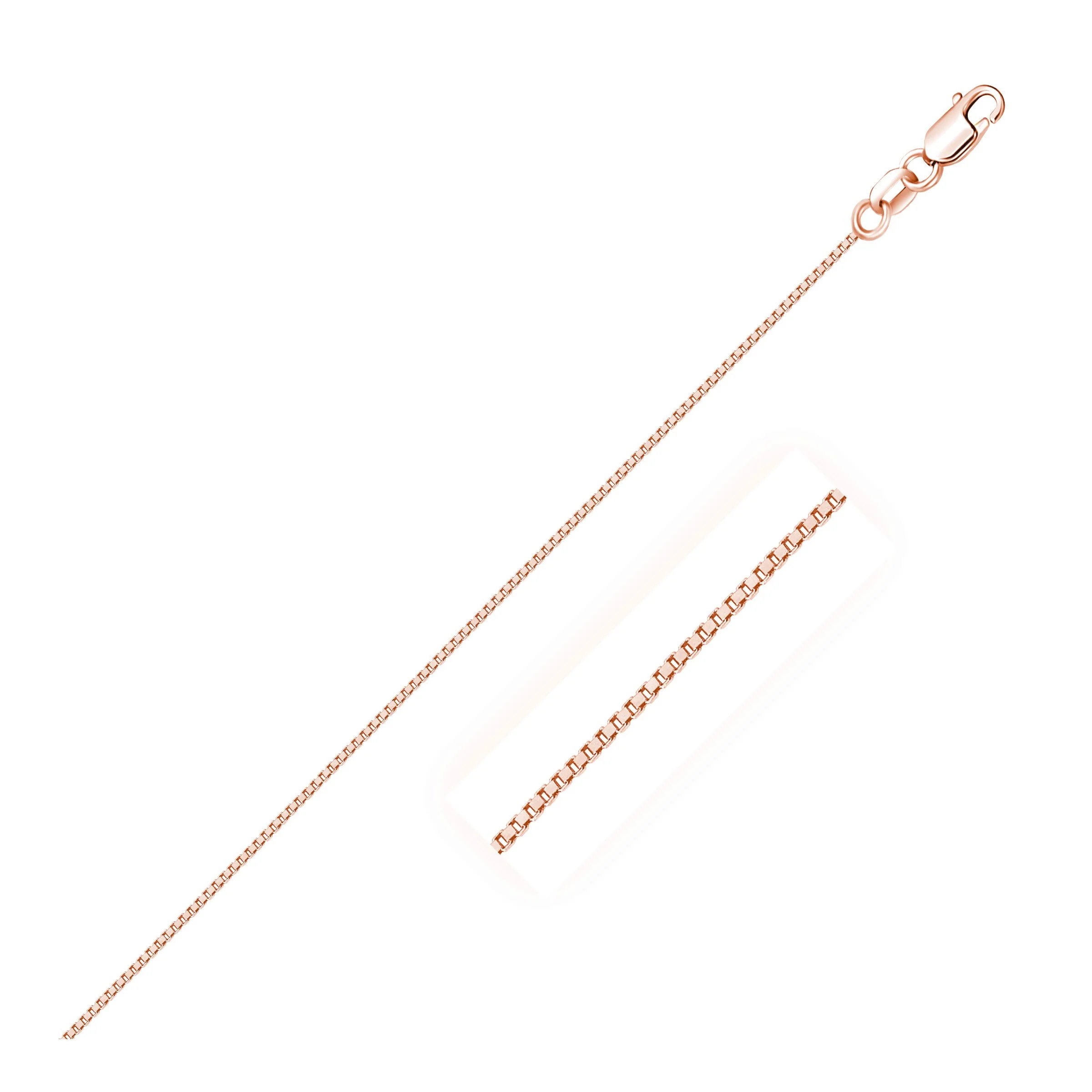 14k Rose Gold Classic Box Chain 0.6mm - Image 3