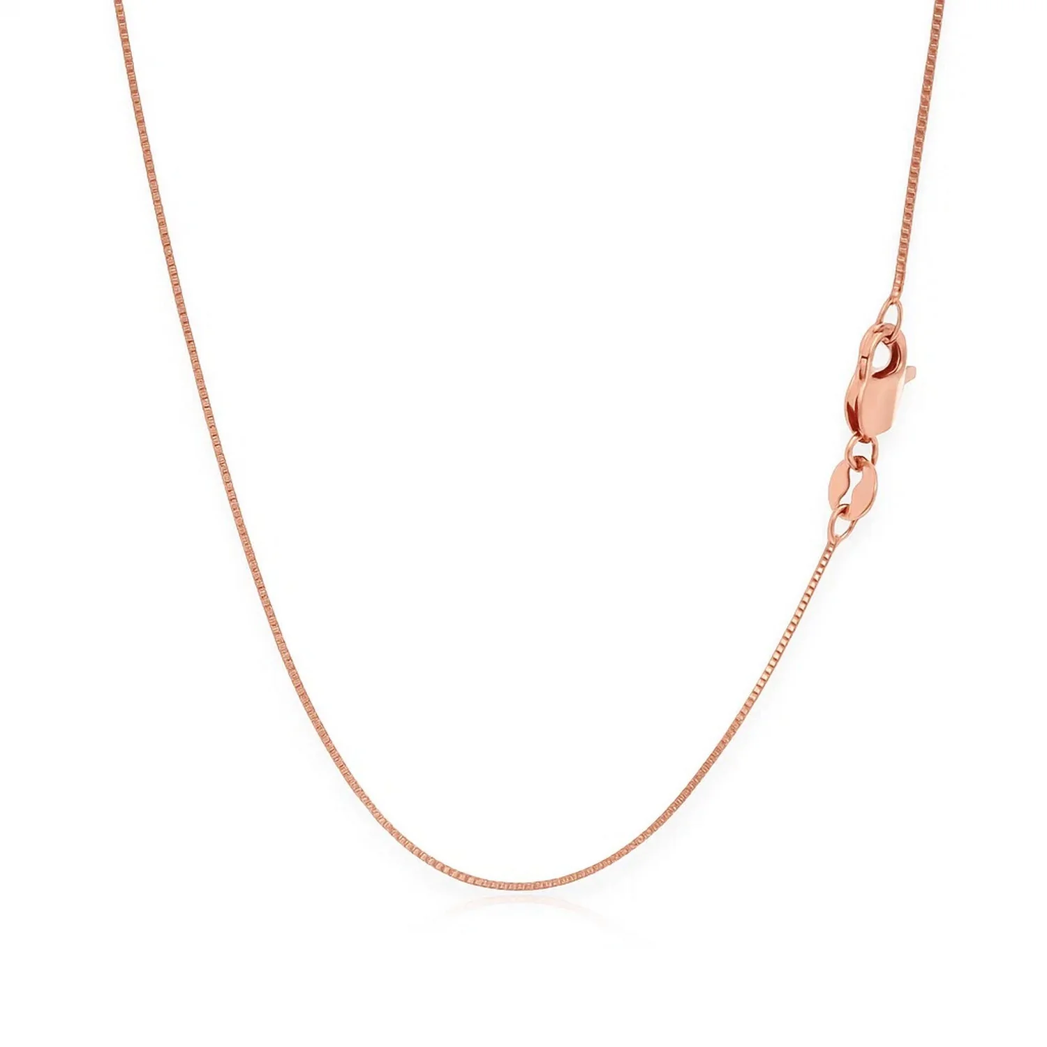 14k Rose Gold Classic Box Chain 0.6mm - Image 6