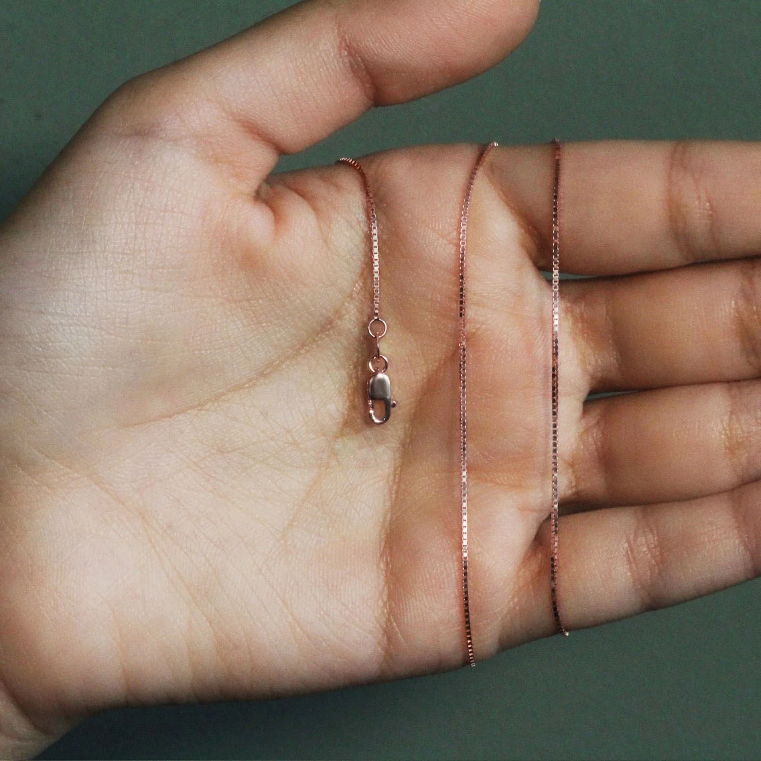 14k Rose Gold Classic Box Chain 0.8mm - Image 8