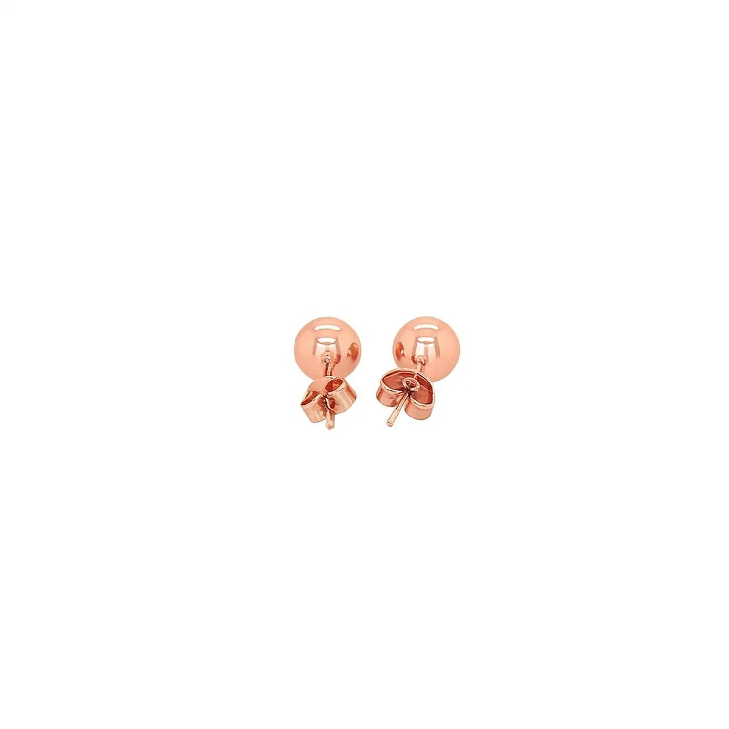 14k Rose Gold Classic Round Shape Stud Earrings (6.0 mm) - Image 3