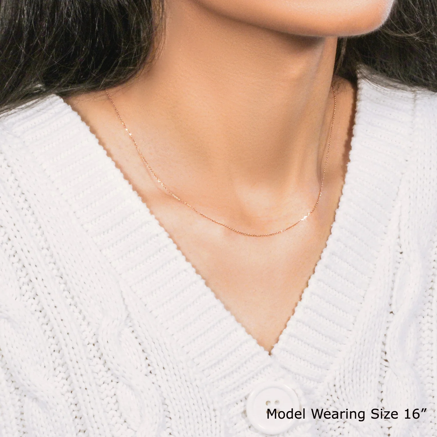 14k Rose Gold Diamond Cut Cable Link Chain 0.7mm - Image 10