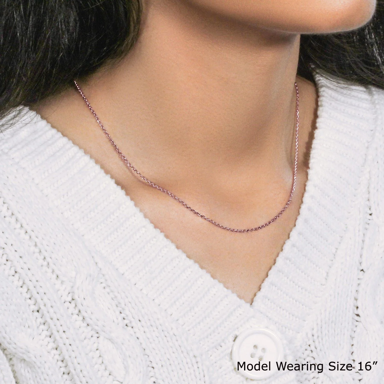 14k Rose Gold Diamond Cut Cable Link Chain 1.3mm - Image 10