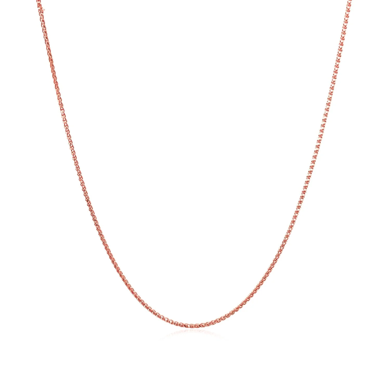 14k Rose Gold Diamond Cut Round Wheat Chain 0.6mm - Image 2