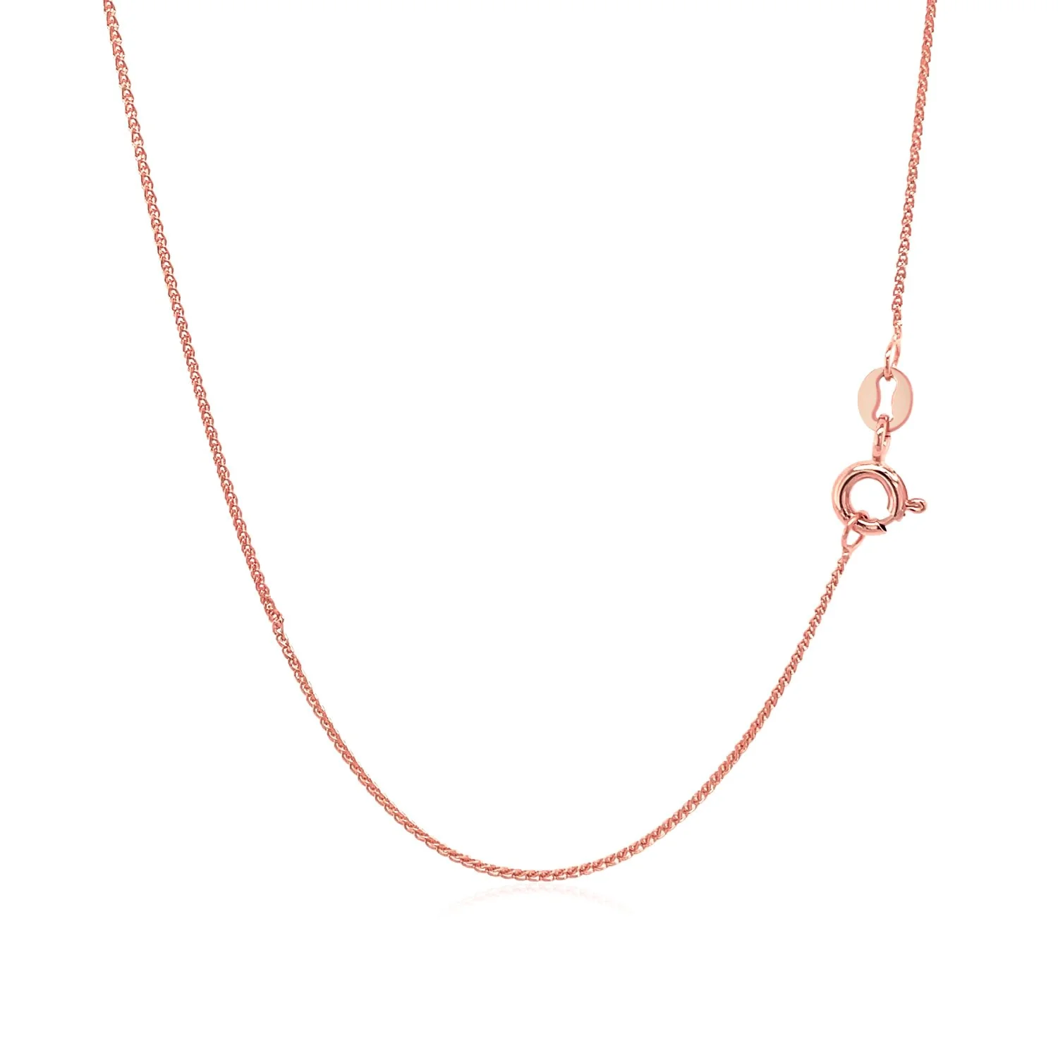 14k Rose Gold Diamond Cut Round Wheat Chain 0.6mm - Image 3