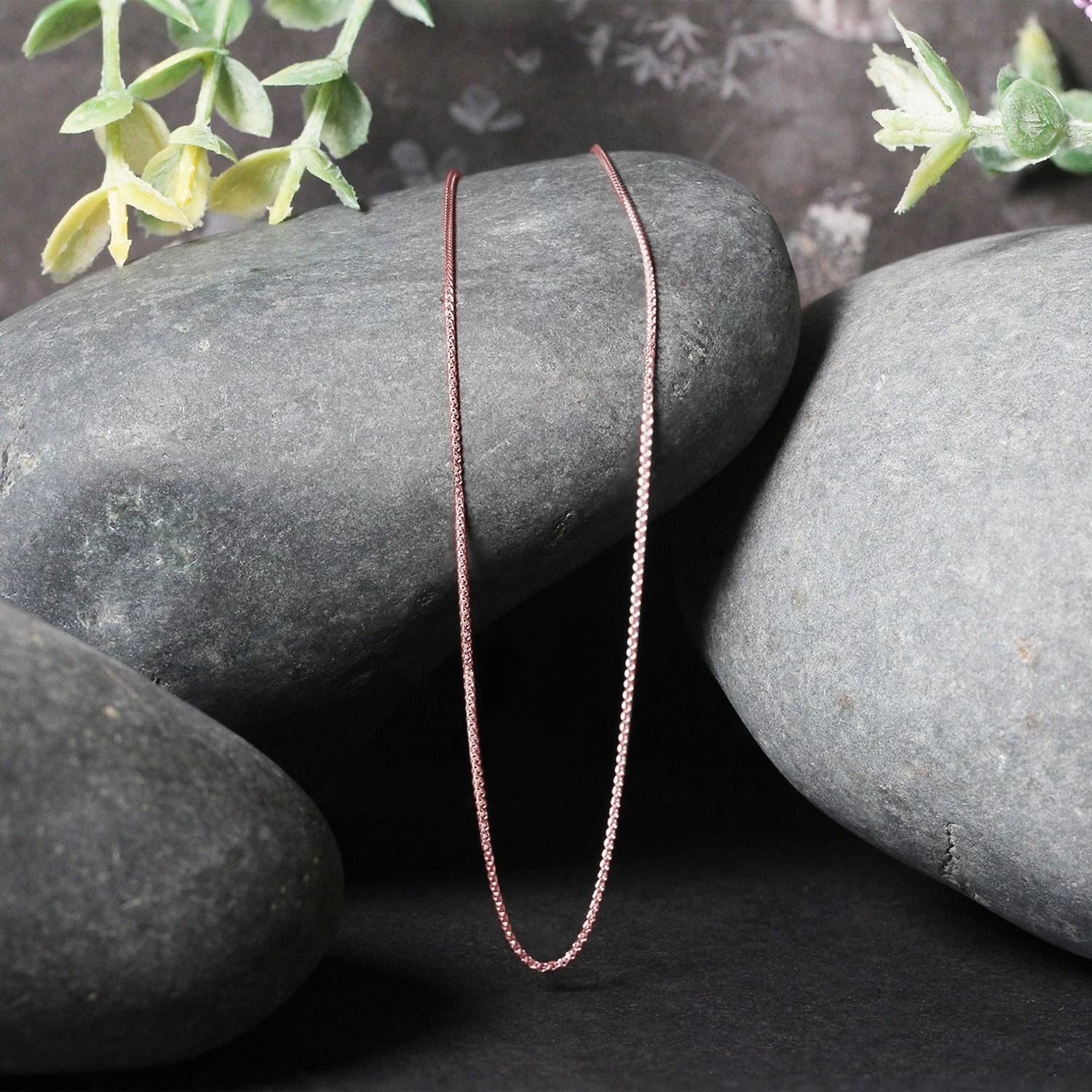 14k Rose Gold Diamond Cut Round Wheat Chain 0.6mm - Image 4