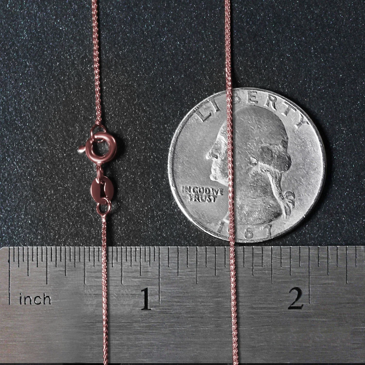 14k Rose Gold Diamond Cut Round Wheat Chain 0.6mm - Image 7
