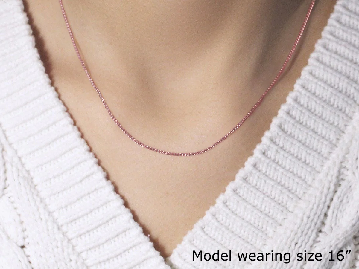 14k Rose Gold Diamond Cut Round Wheat Chain 1.1mm - Image 11