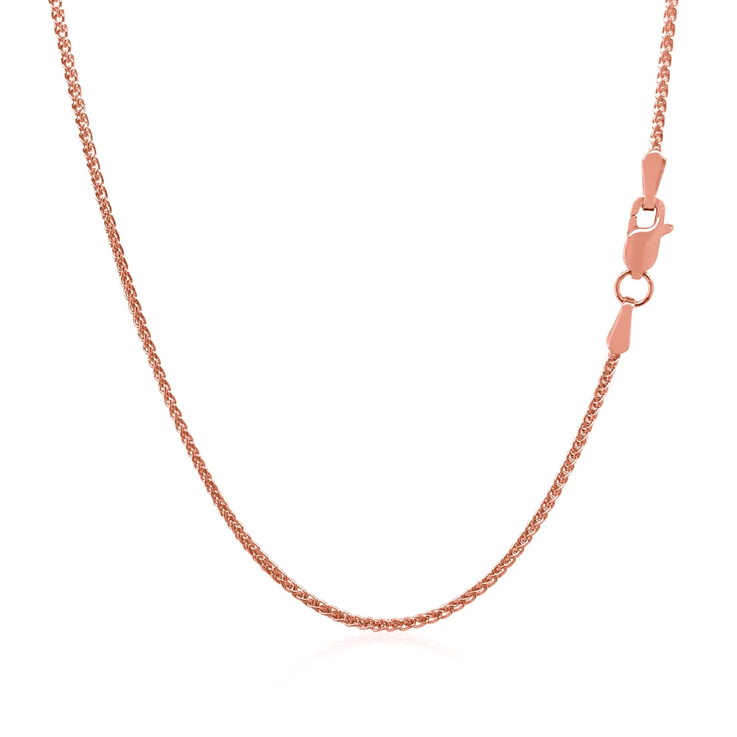 14k Rose Gold Diamond Cut Round Wheat Chain 1.1mm - Image 3