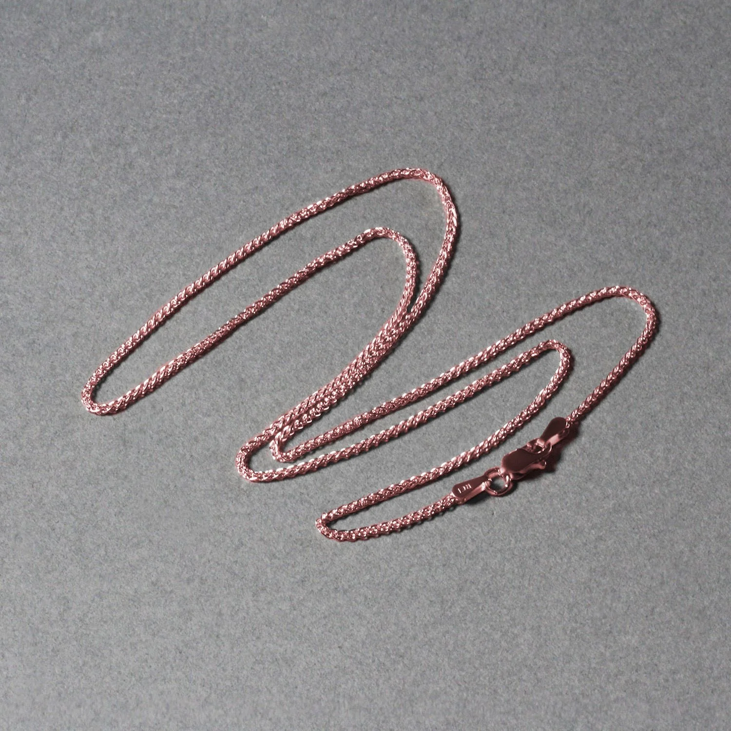14k Rose Gold Diamond Cut Round Wheat Chain 1.1mm - Image 5