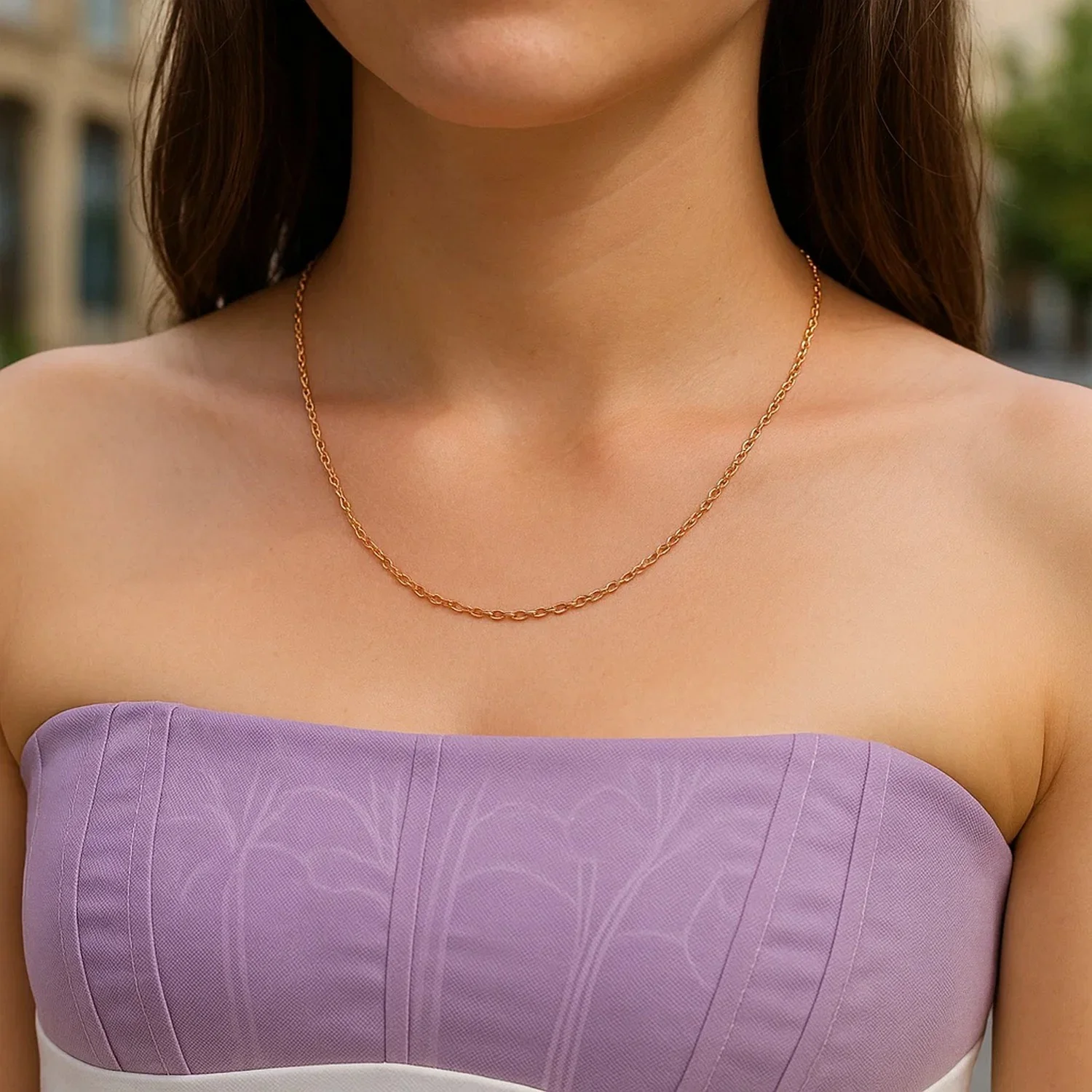 14k Rose Gold Oval Cable Link Chain 0.97mm - Image 5