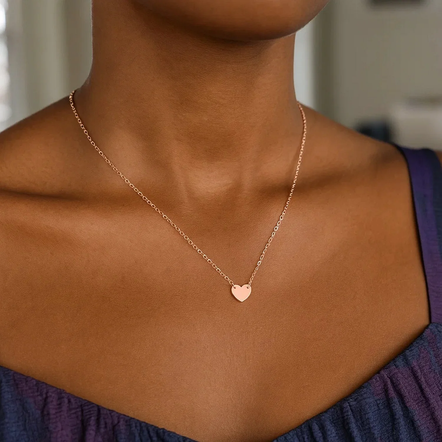 14k Rose Gold Polished Mini Heart Necklace - Image 21