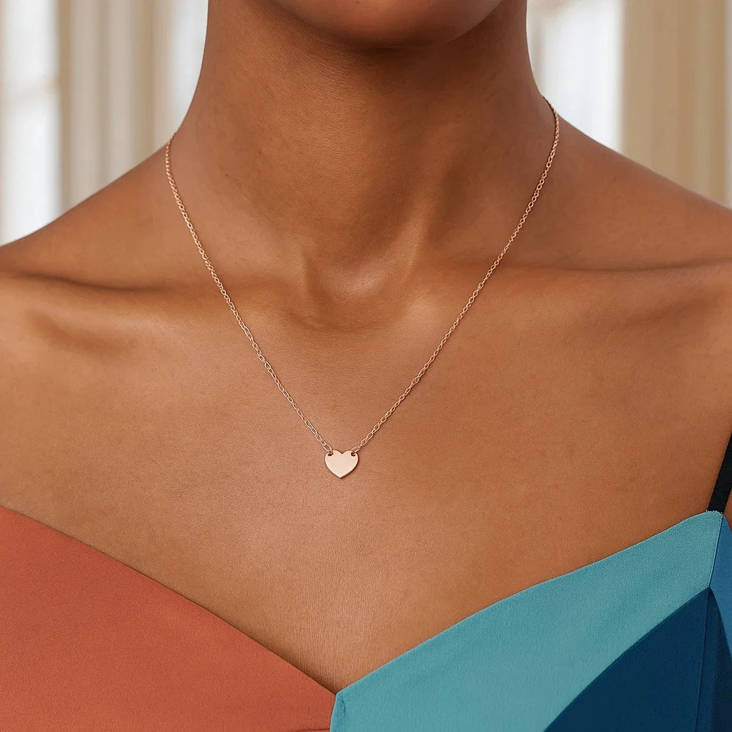 14k Rose Gold Polished Mini Heart Necklace - Image 27