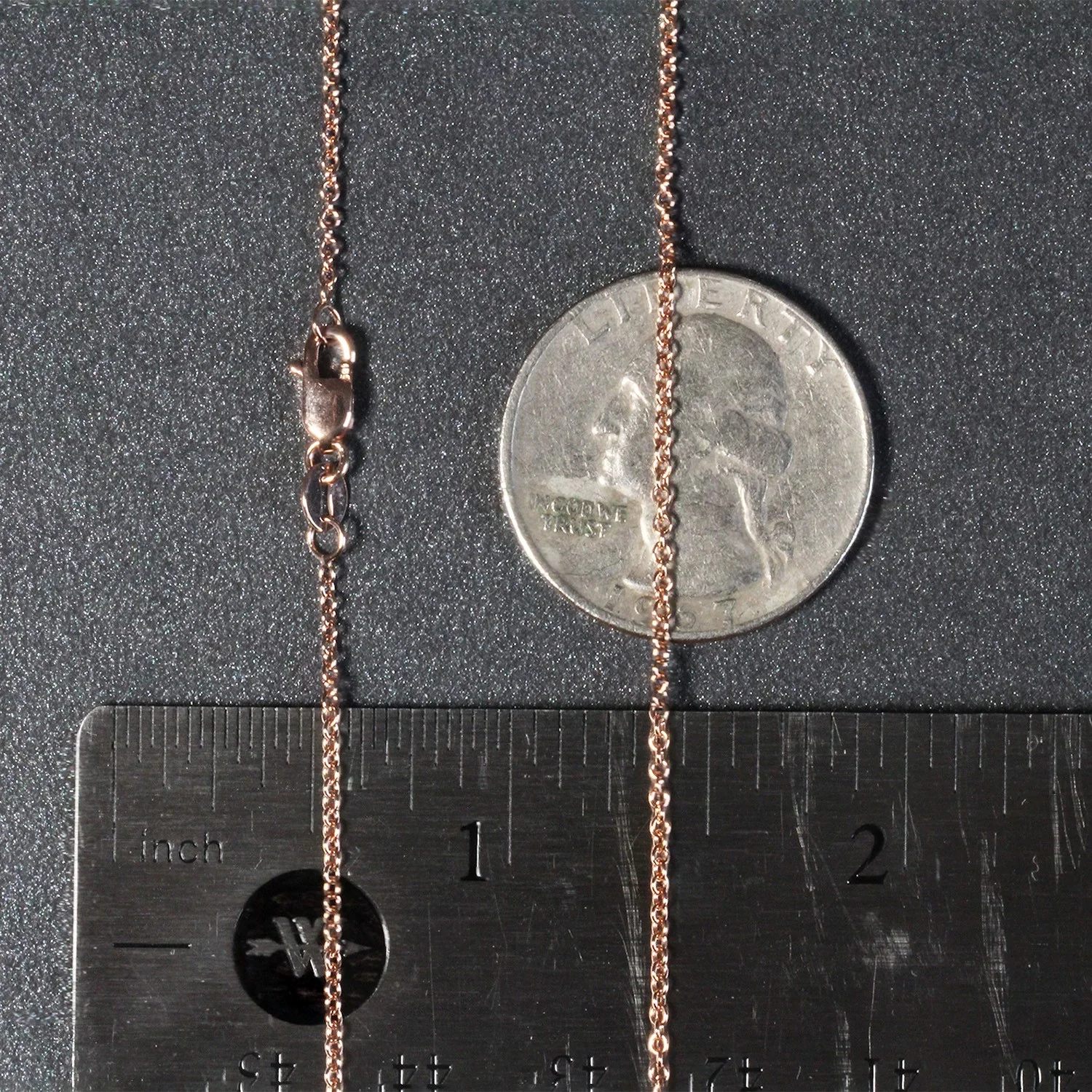 14k Rose Gold Round Cable Link Chain 1.3mm - Image 30
