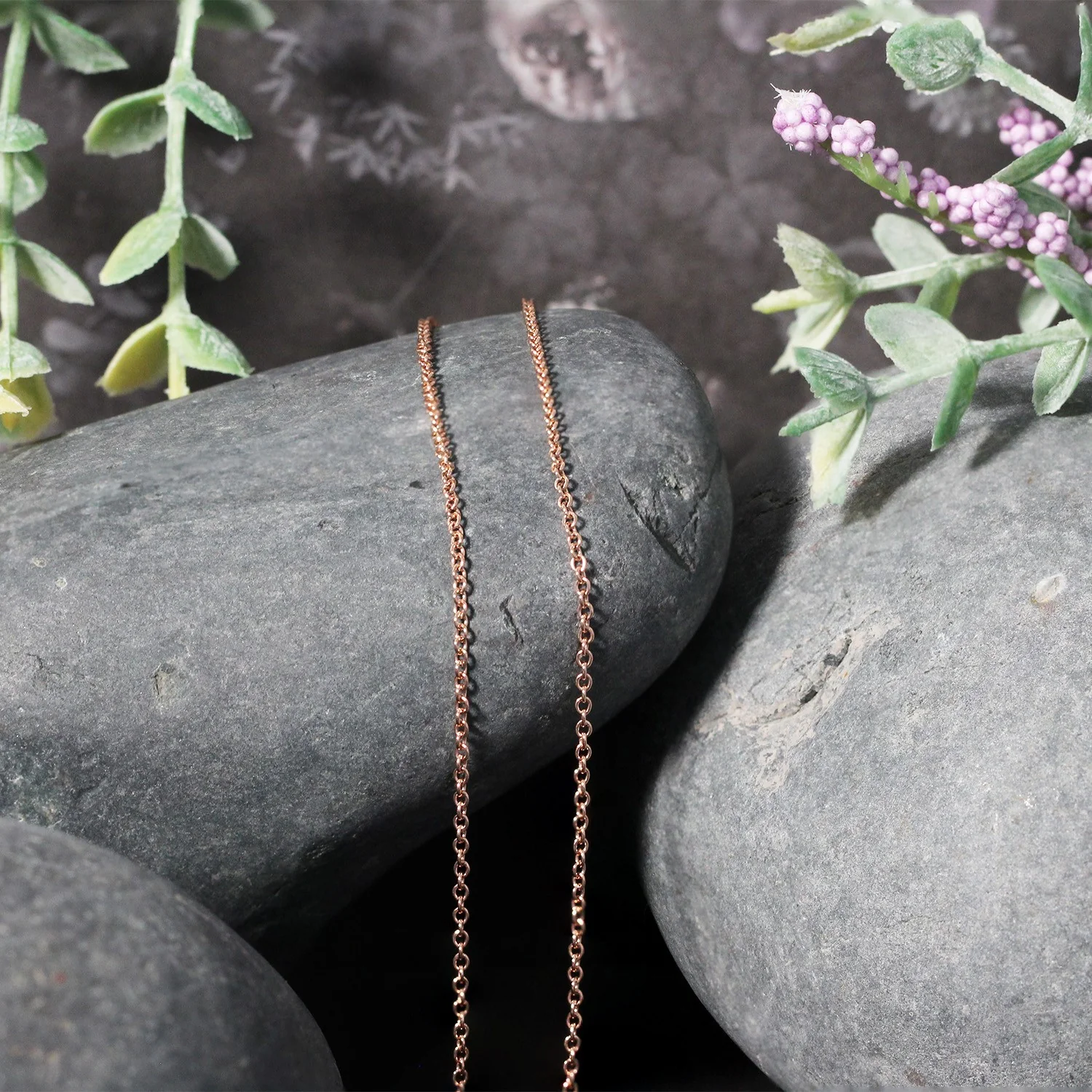 14k Rose Gold Round Cable Link Chain 1.3mm - Image 9