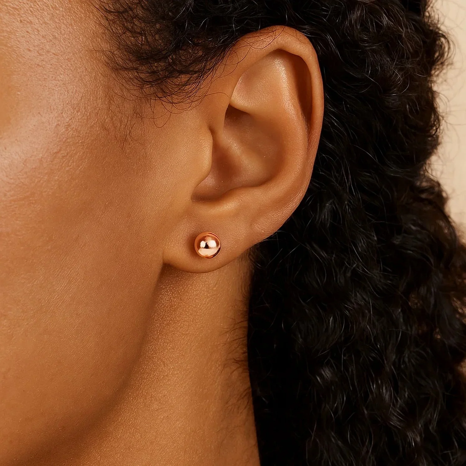 14k Rose Gold Round Stud Earrings (5.0 mm) - Image 6