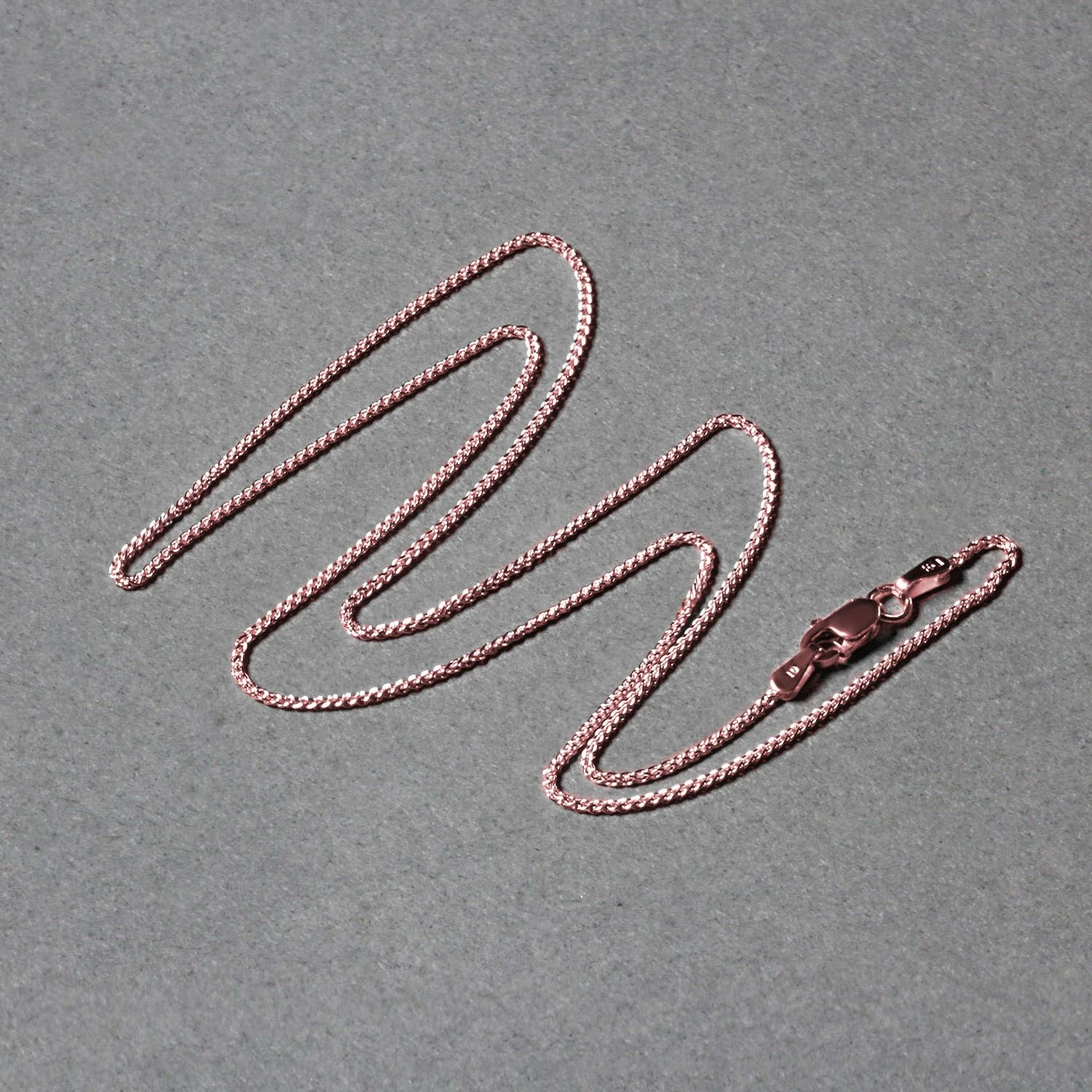 14k Rose Gold Round Wheat Chain 1.0mm - Image 5