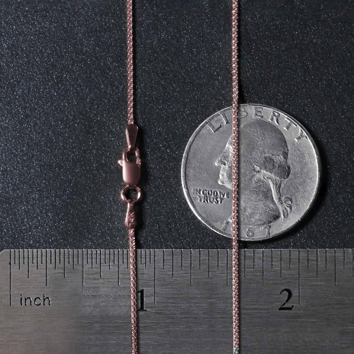 14k Rose Gold Round Wheat Chain 1.0mm - Image 7