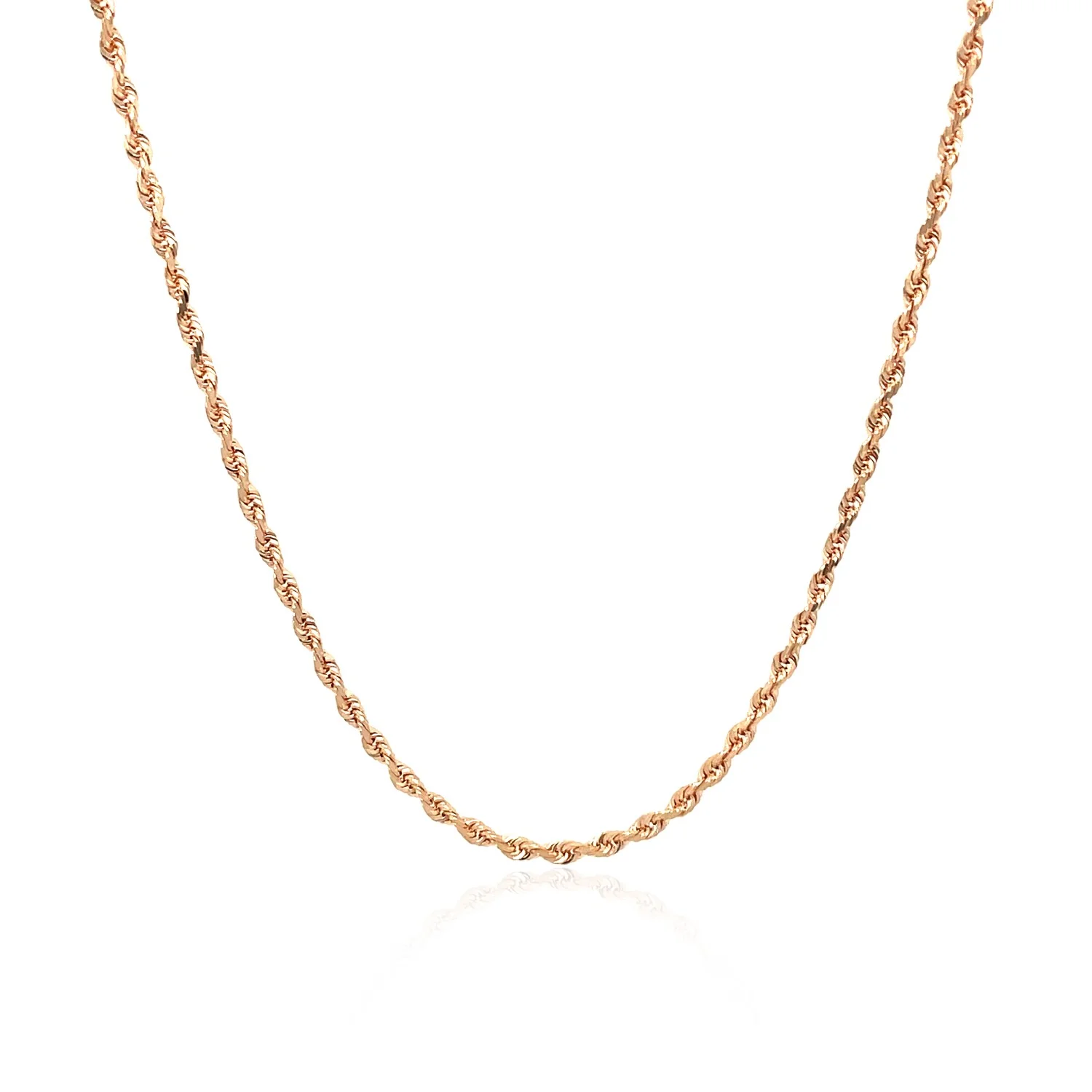 14k Rose Gold Solid Diamond Cut Rope Chain 1.5mm - Image 10