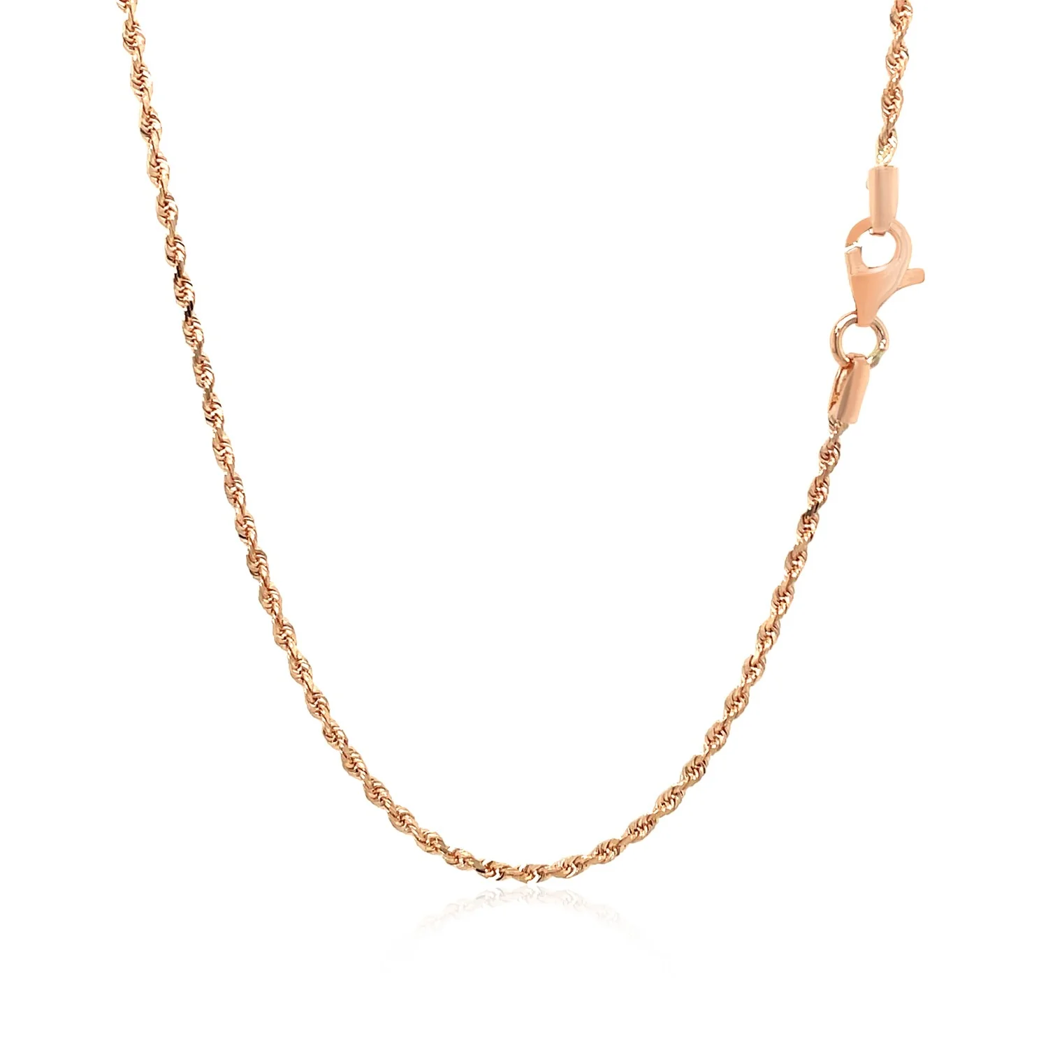 14k Rose Gold Solid Diamond Cut Rope Chain 1.5mm - Image 9