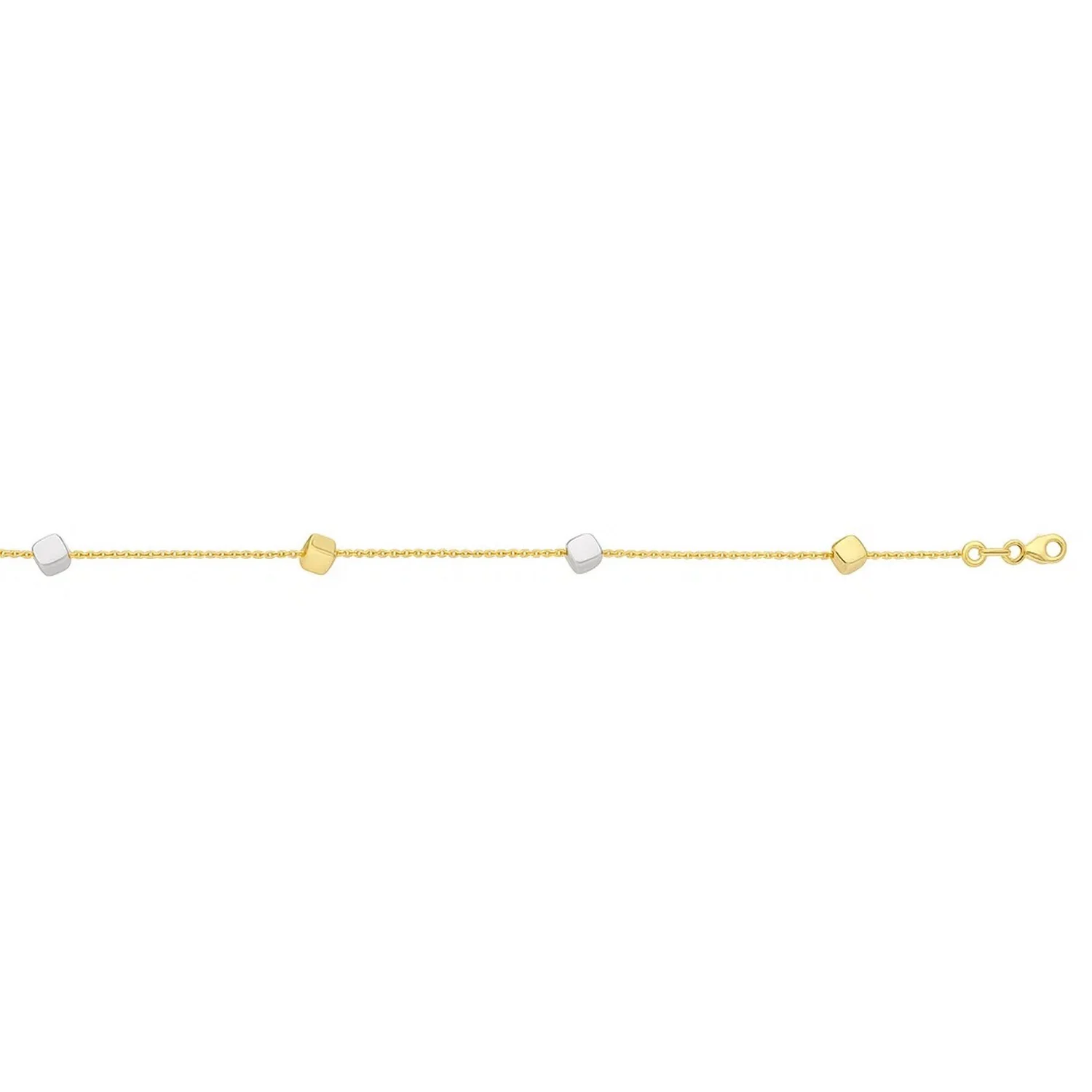 14k Two Tone Gold Bracelet with Polished Cubes - Image 2