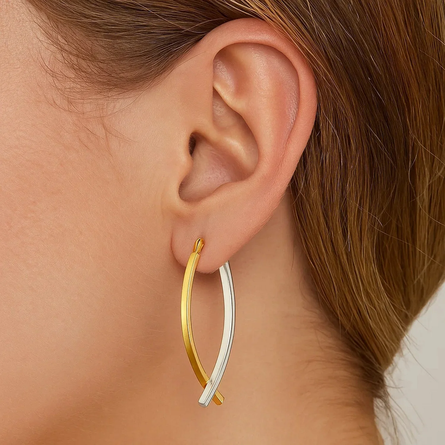 14k Two-Tone Gold Double Row Fancy Drop Earrings - Image 3