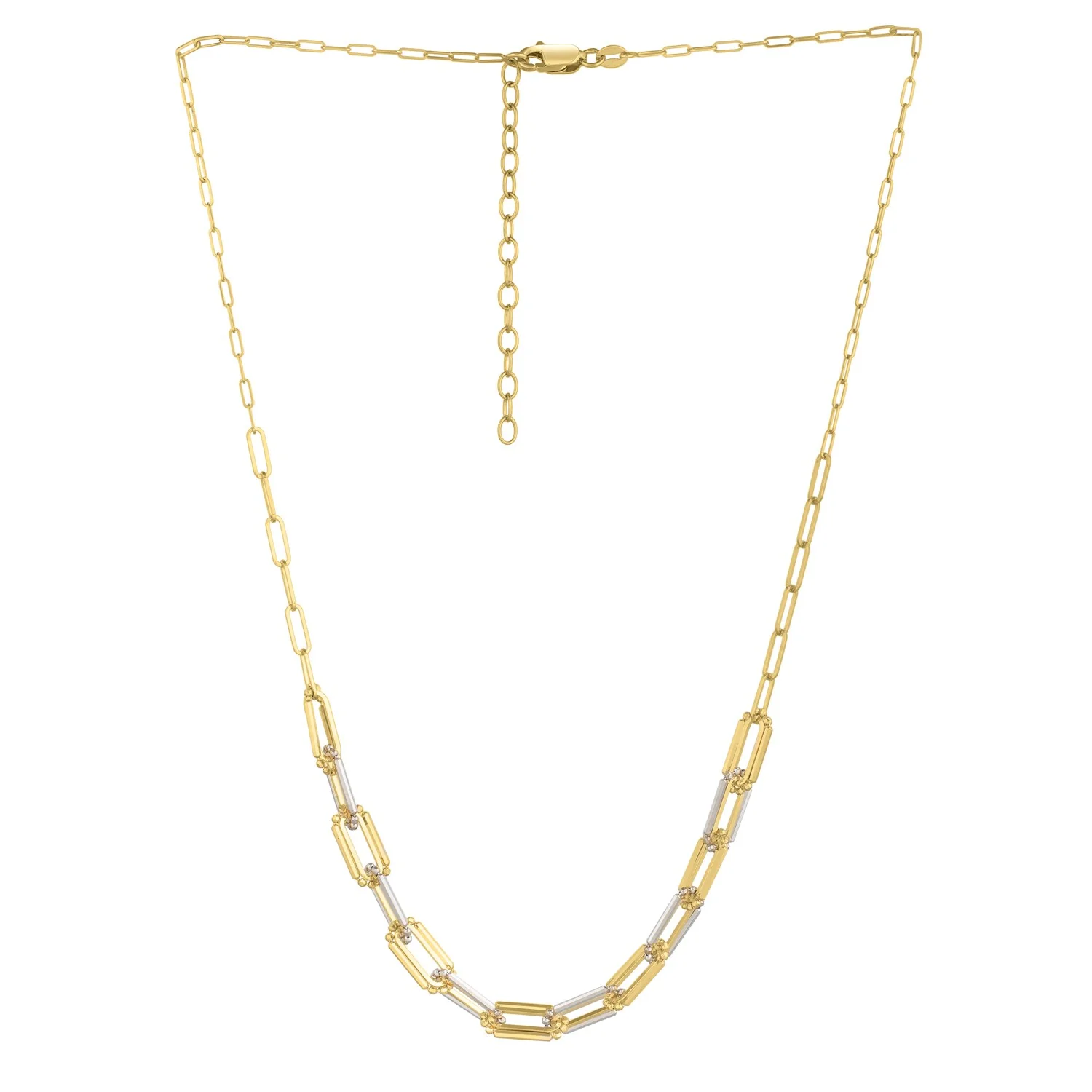 14K Two Tone Gold Pallina Paperclip Necklace - Image 2